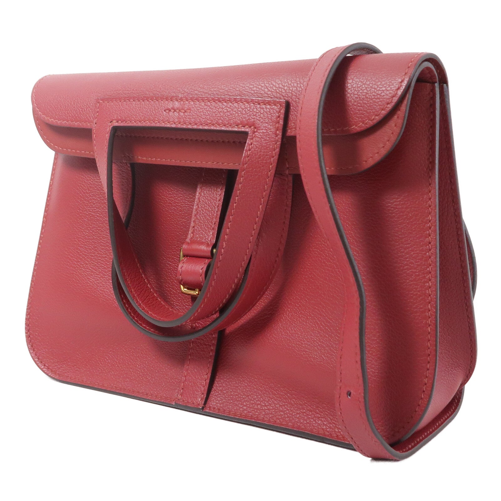 HERMES Evercolor皮革Halzan 25手挽肩背兩用袋Rough Grenal