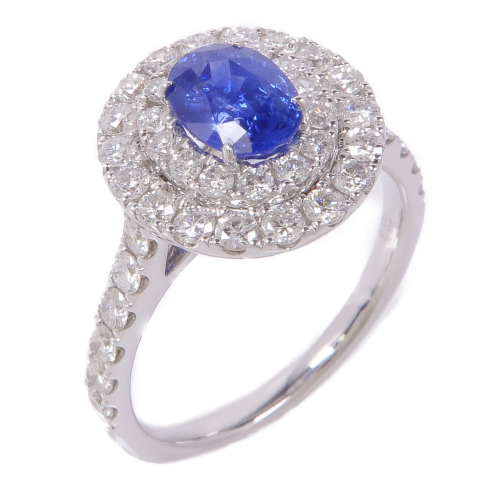 JEWELRY Sapphire Diamond Ring 18K White Gold US#6