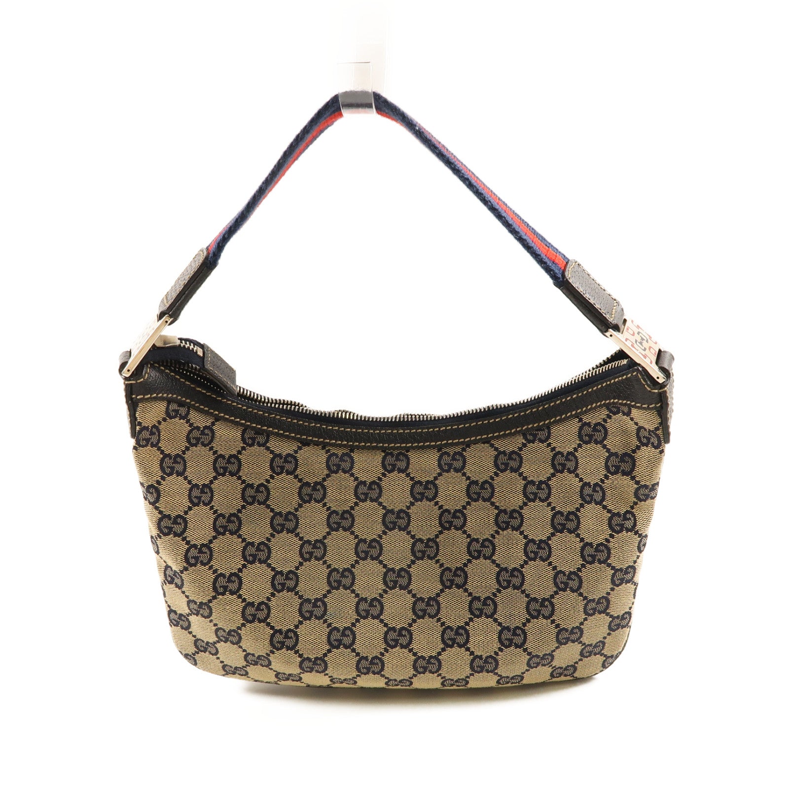 GUCCI 帆布Shoulder Bag銀扣肩背袋藍色