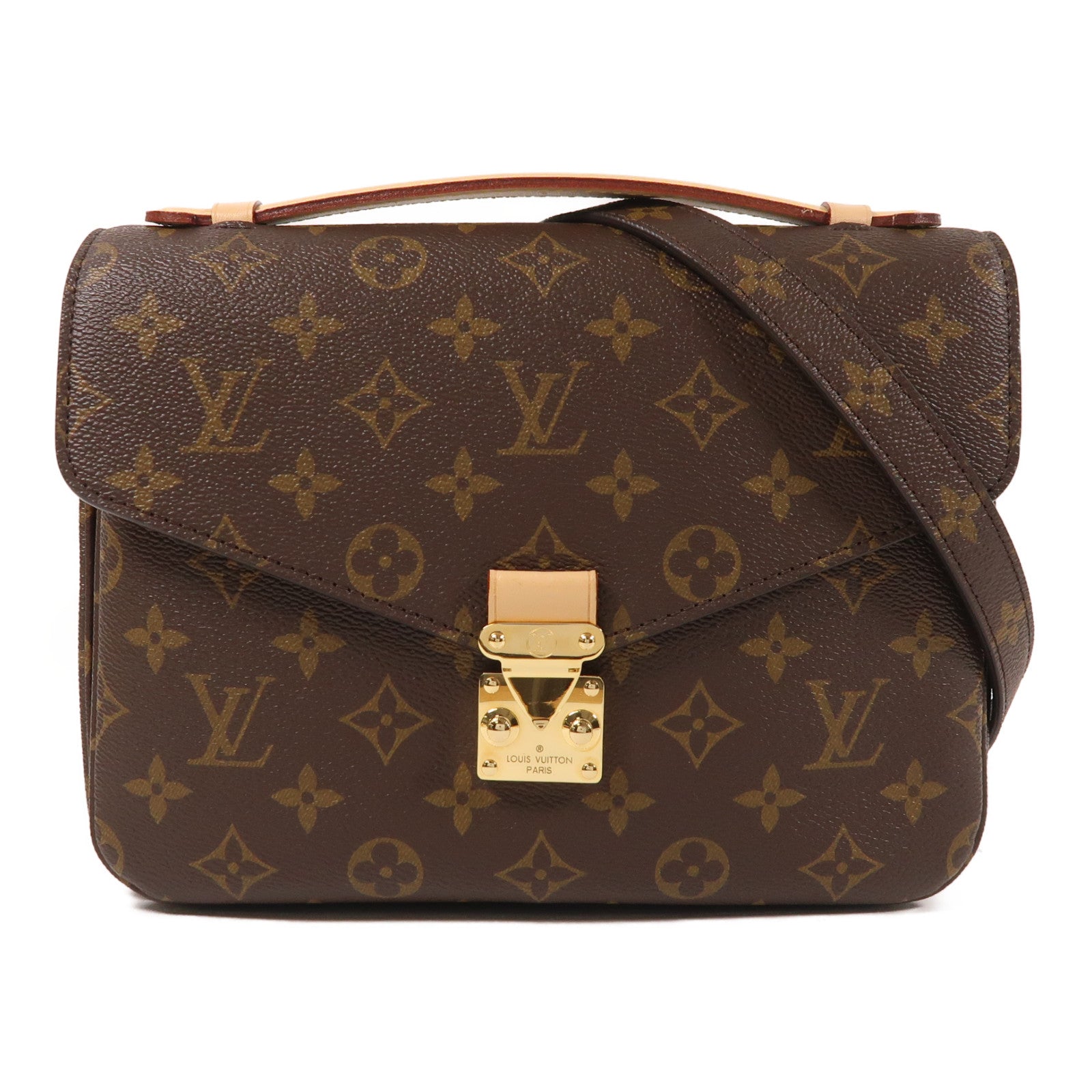 LOUIS VUITTON Monogram Pochette Metis金扣手挽肩背兩用袋棕色