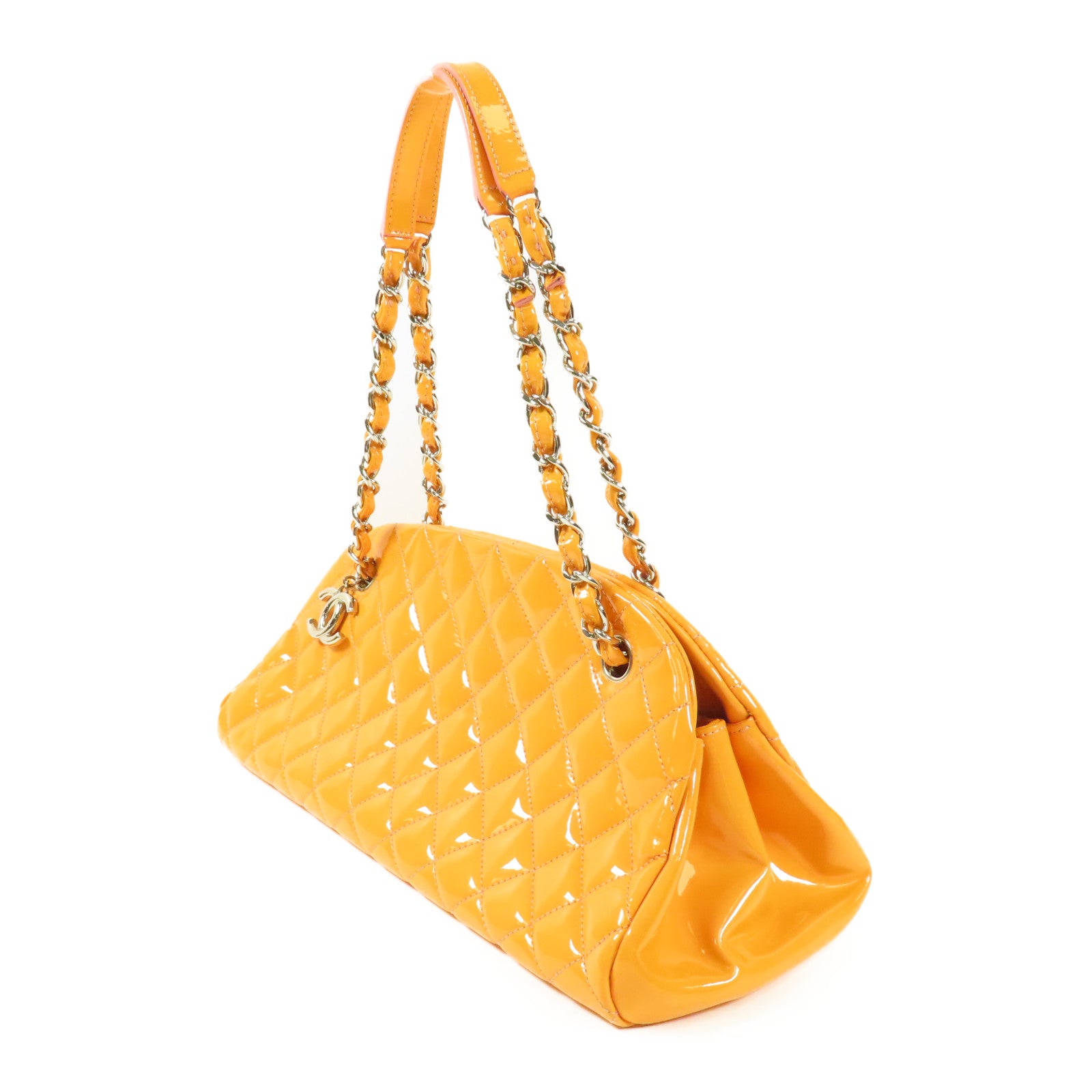 CHANEL 漆皮皮革Shoulder Bag銀扣鏈帶肩背袋