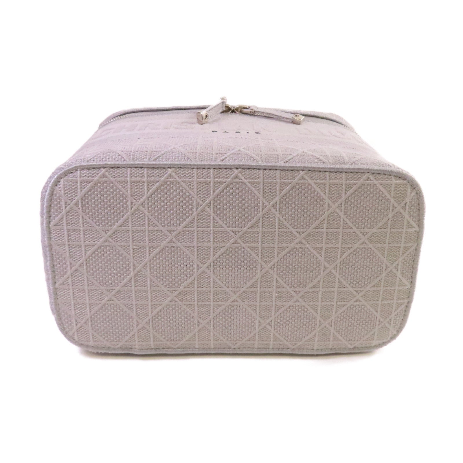 Dior 帆布Vanity Case Bag銀扣手挽袋灰色