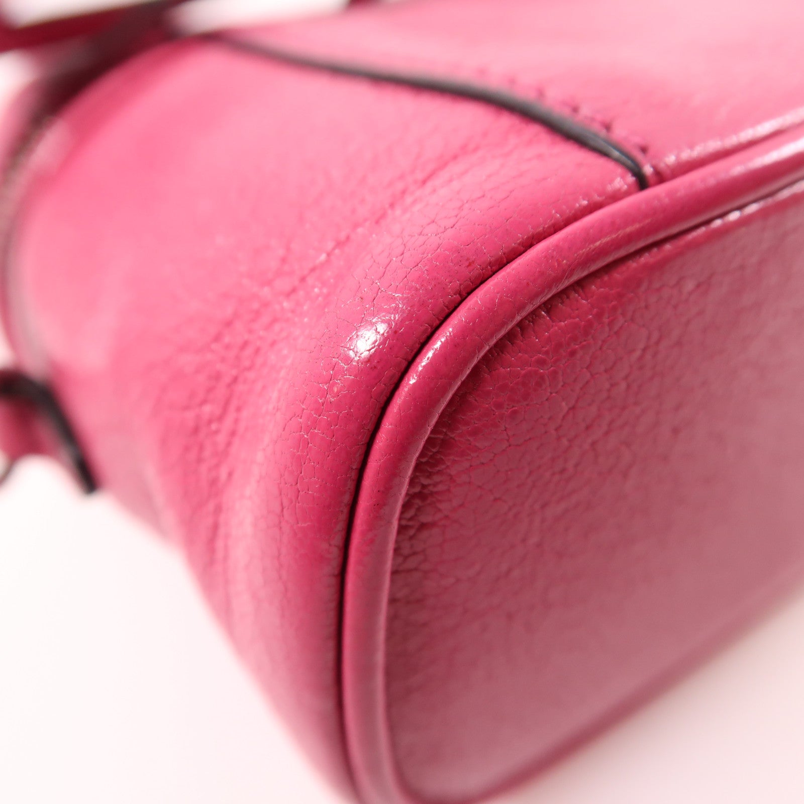 Miu Miu 牛皮皮革2 Way Shoulder銀扣手挽肩背兩用袋粉紅色
