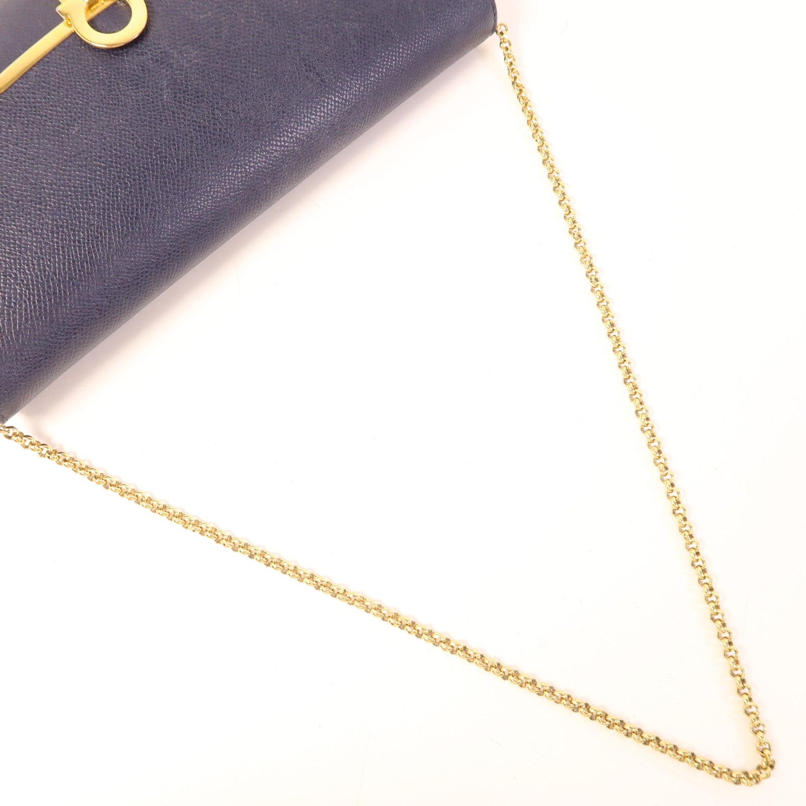 Salvatore Ferragamo 牛皮皮革Clutch Bag金扣鏈帶肩背袋