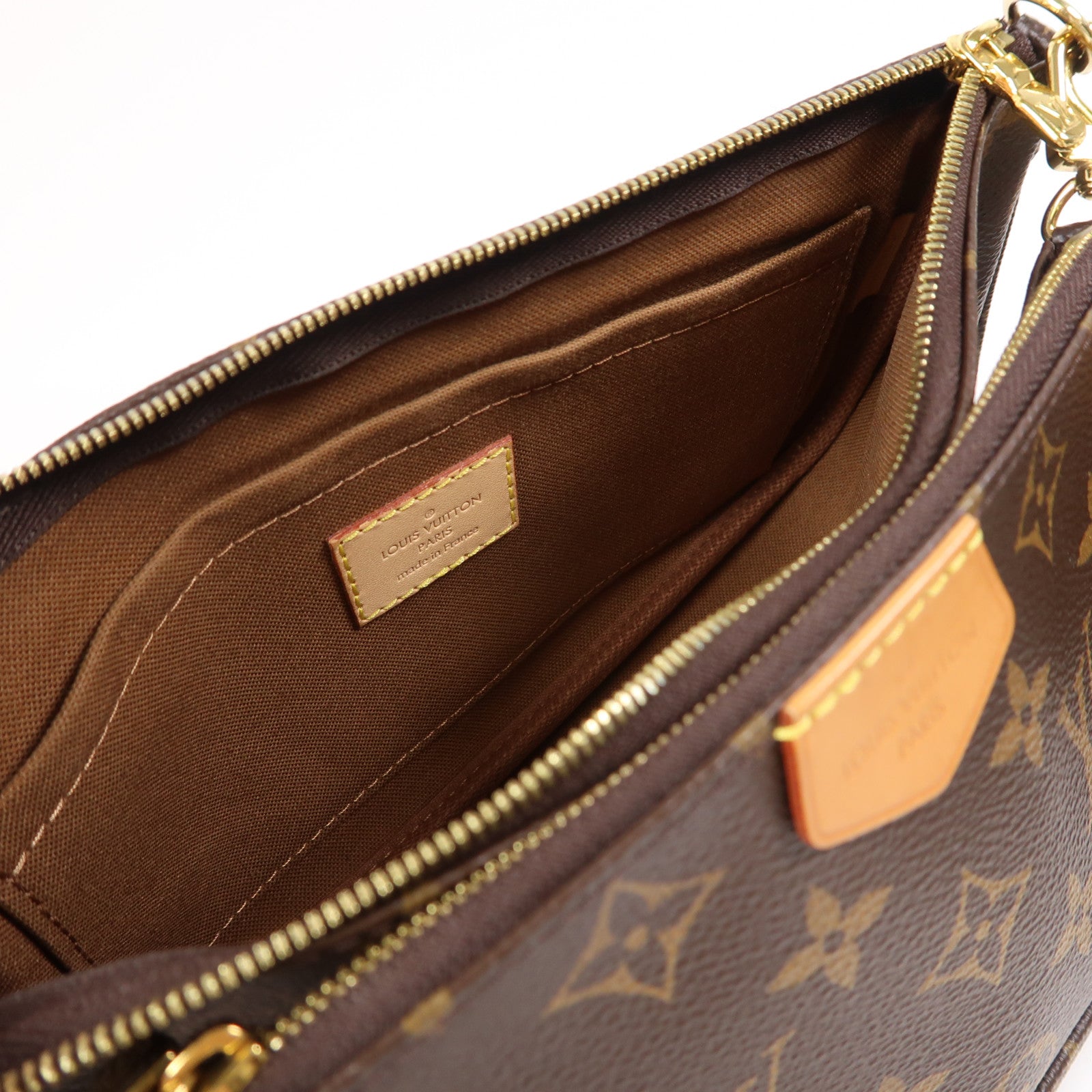 LOUIS VUITTON Monogram Multi Pochette Accessoires金扣肩背袋棕色