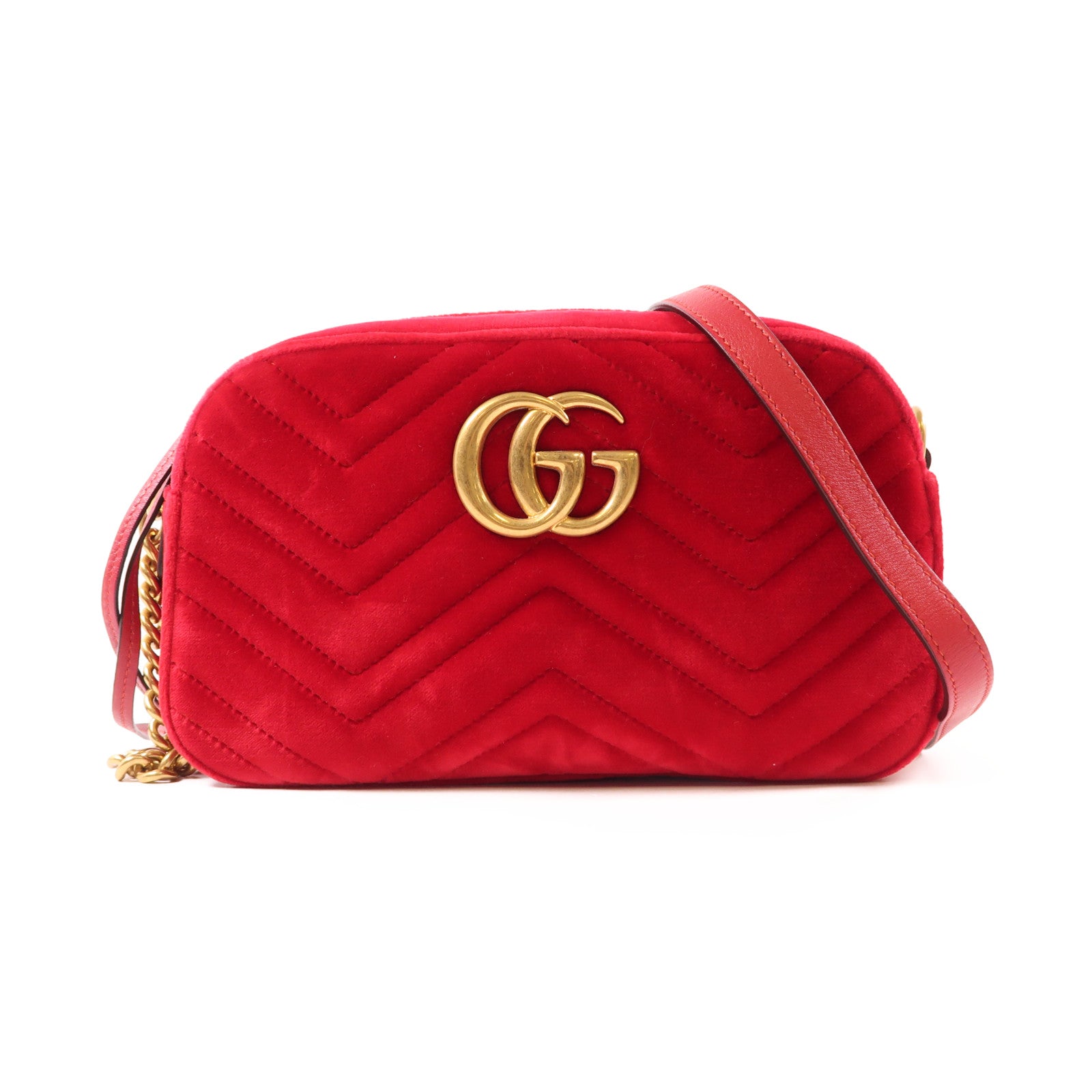GUCCI 天鵝絨GG Marmont金扣肩背袋