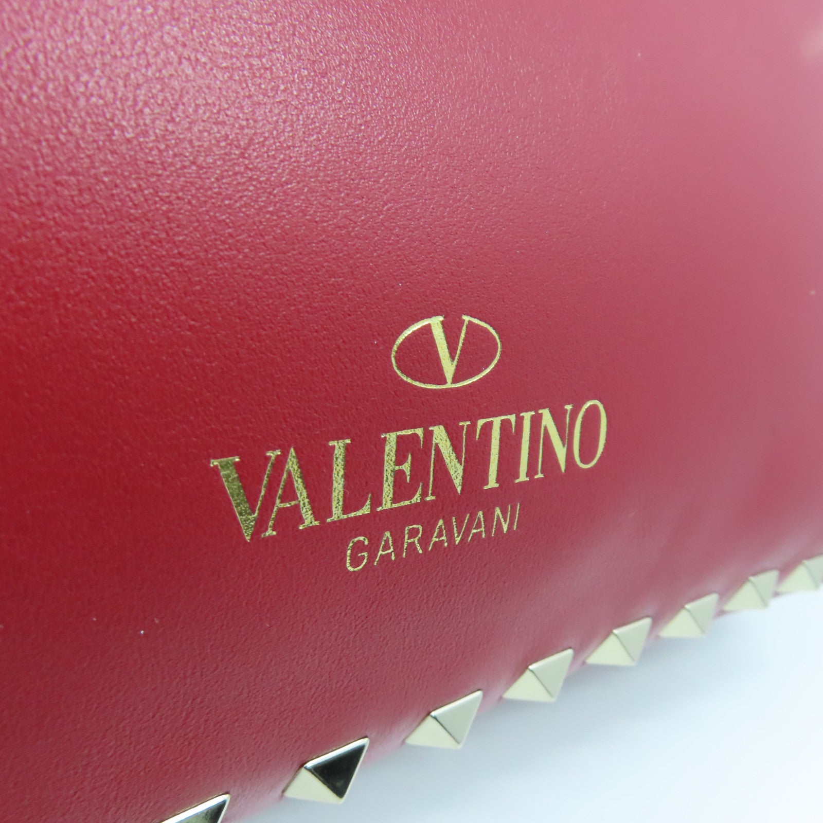 Valentino cowhide leather 2way Shoulder Bag gold buckle handle shoulder bag red
