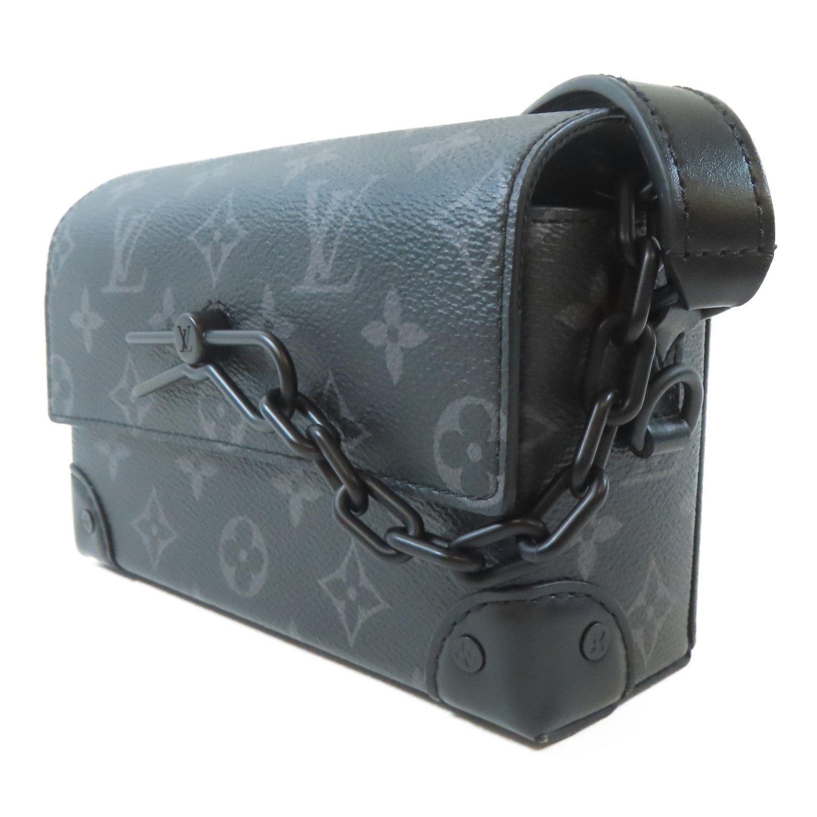 LOUIS VUITTON Monogram Eclipse Steamer肩背袋黑色