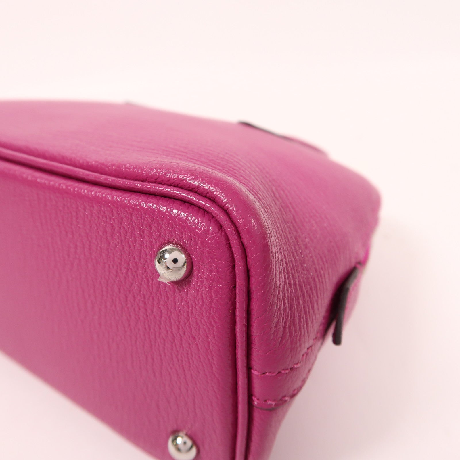 HERMES Chevre皮革Mini Bolide銀扣手挽肩背兩用袋木蘭粉色