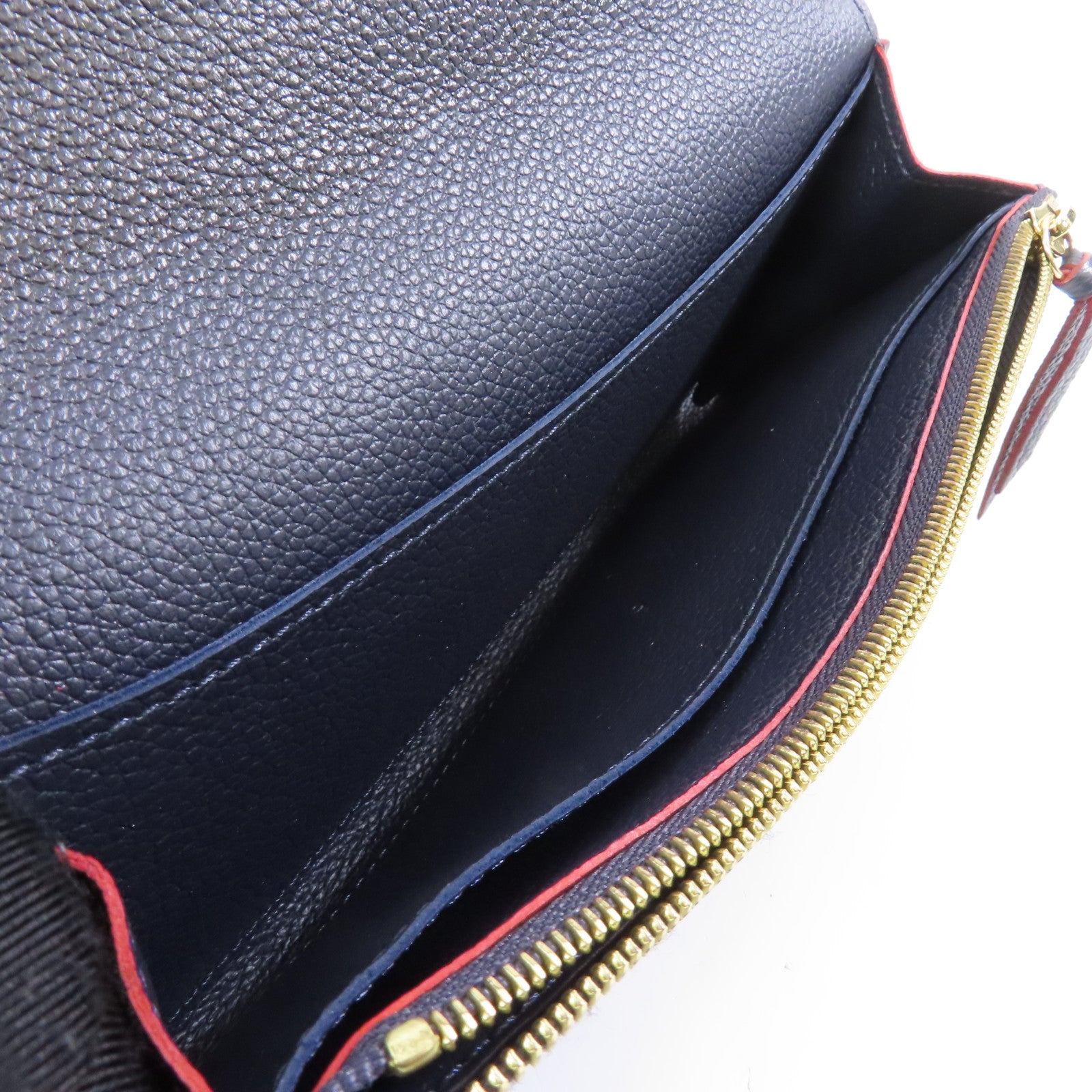 LOUIS VUITTON Monogram Empreinte Emilie金扣長錢包深藍色