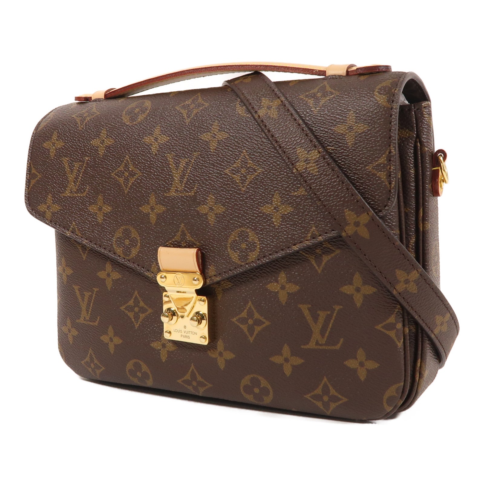 LOUIS VUITTON Monogram Pochette Metis金扣手挽肩背兩用袋棕色
