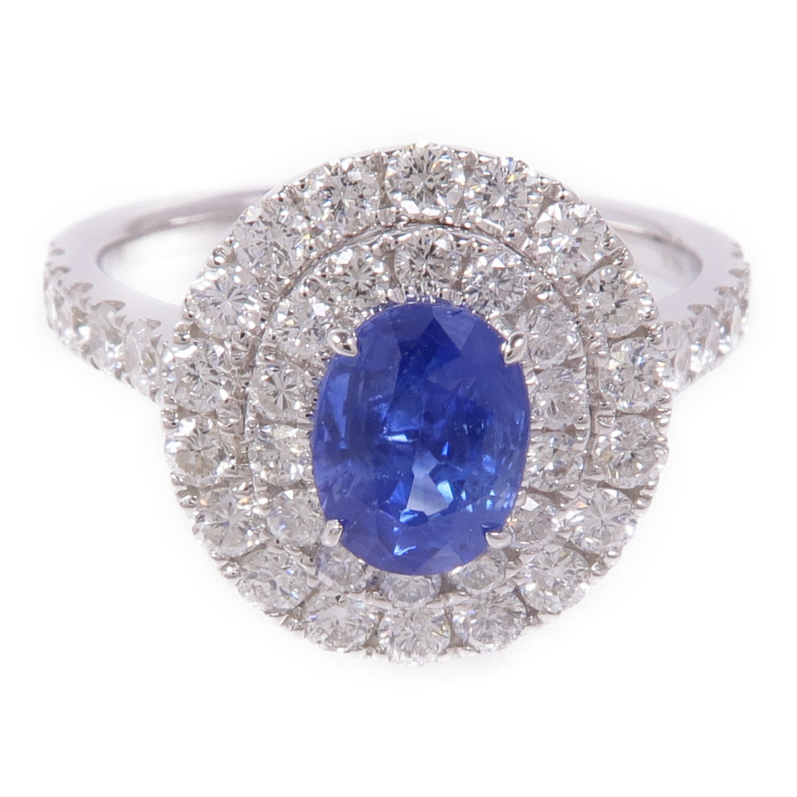 JEWELRY Sapphire Diamond Ring 18K White Gold US#6