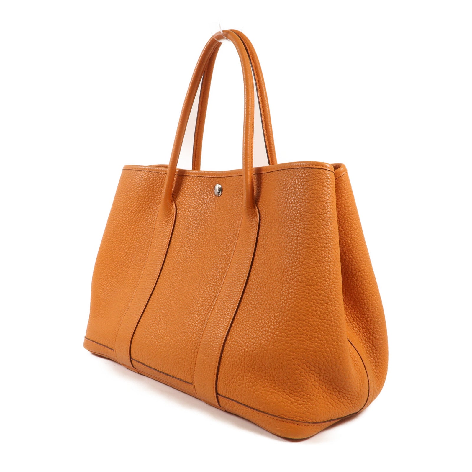 HERMES Negonda皮革Garden Party PM銀扣手挽袋Orange