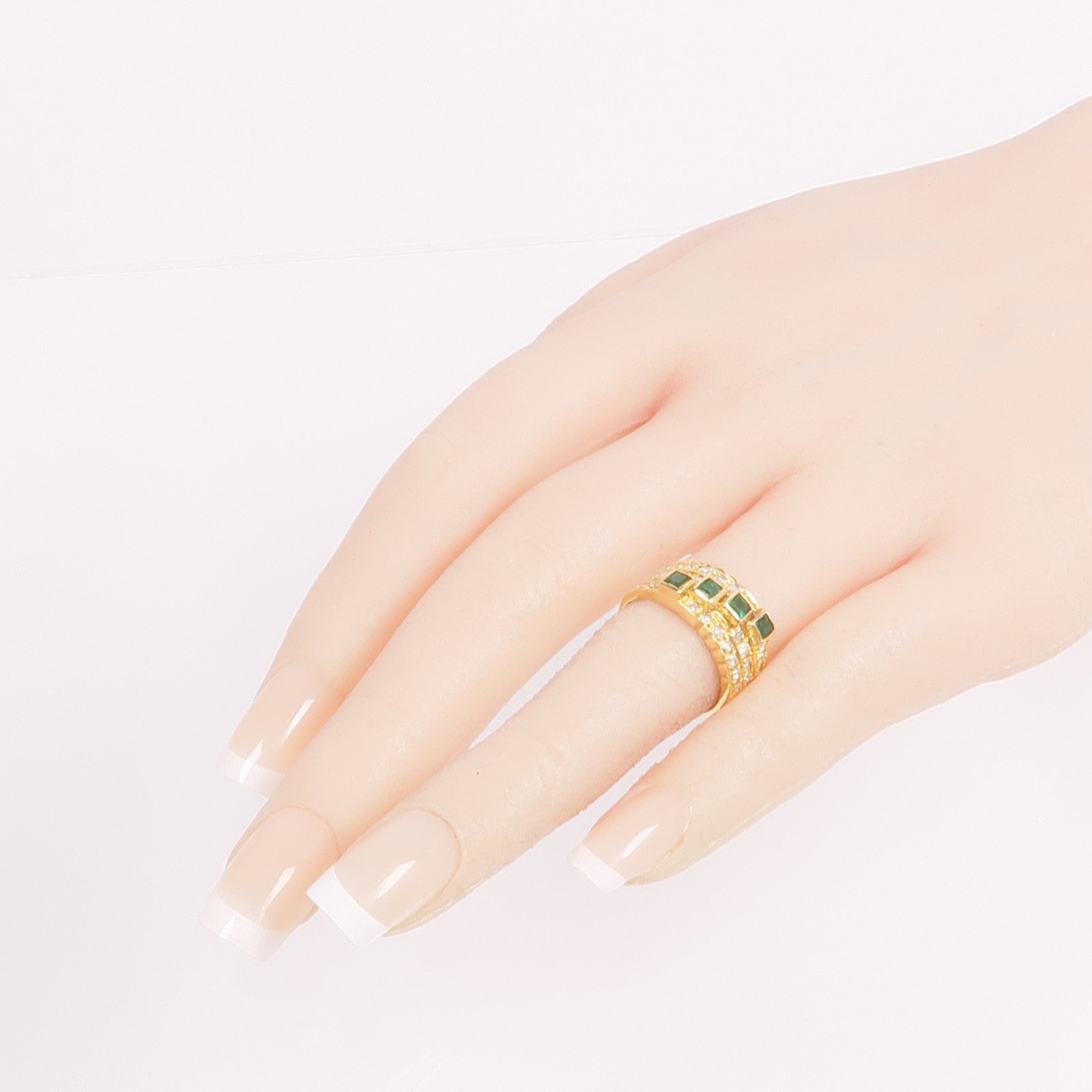 JEWELRY 18K黃金Emerald Diamond Ring綠寶石/鑽石戒指US#5.25