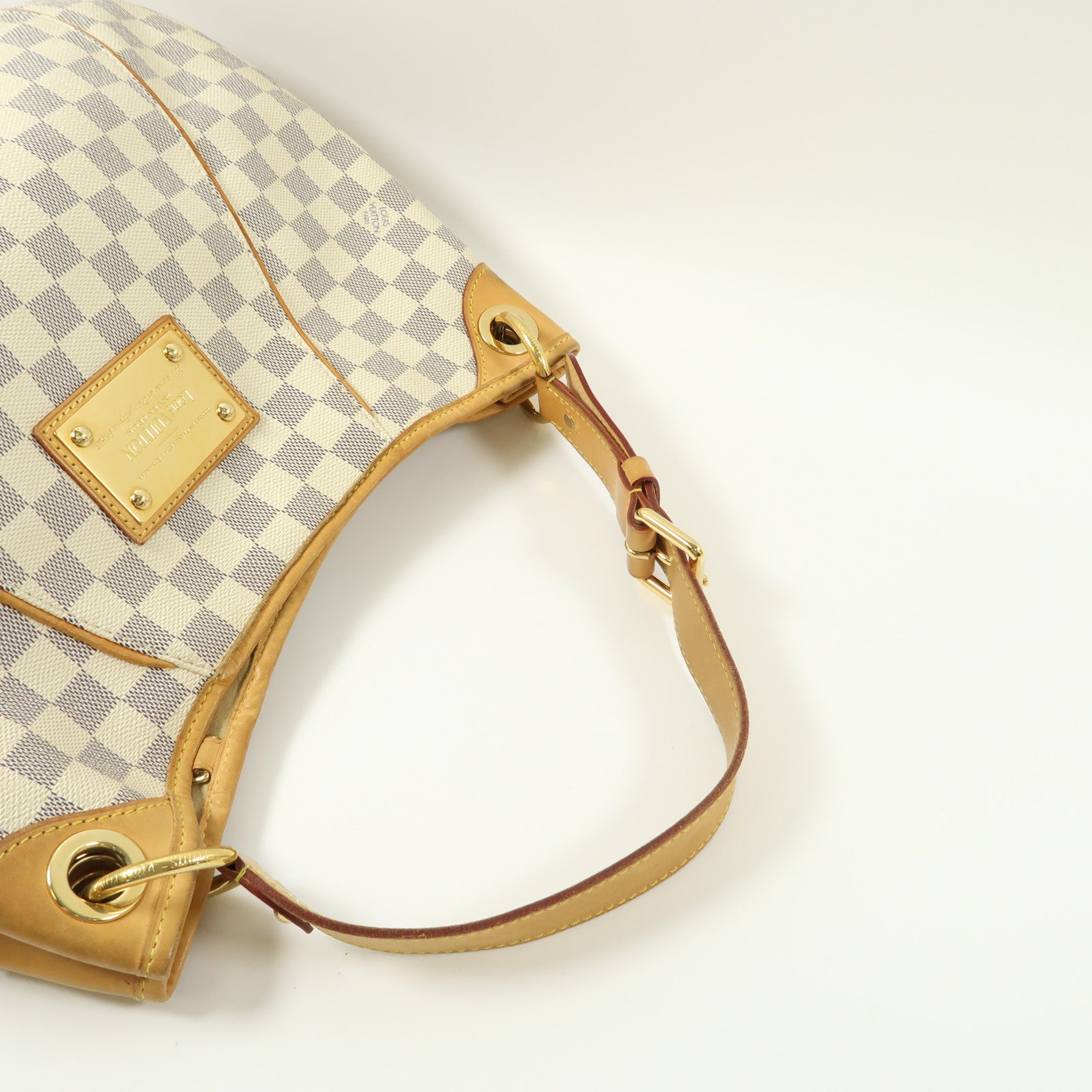 LOUIS VUITTON Damier Azur Galliera PM金扣肩背袋白色
