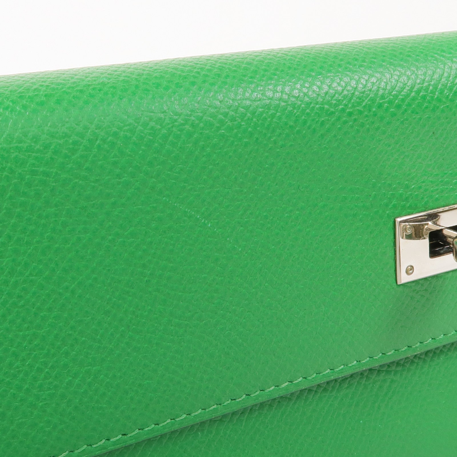 HERMES Epsom皮革Kelly Long Wallet銀扣長錢包Bambou