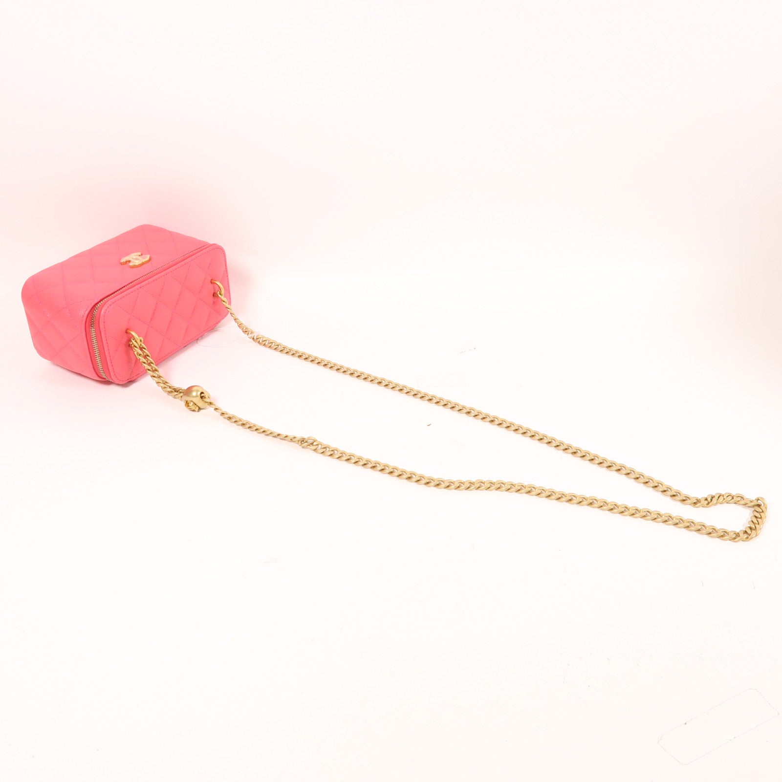 CHANEL 牛皮皮革Vanity Case金扣鏈帶肩背袋