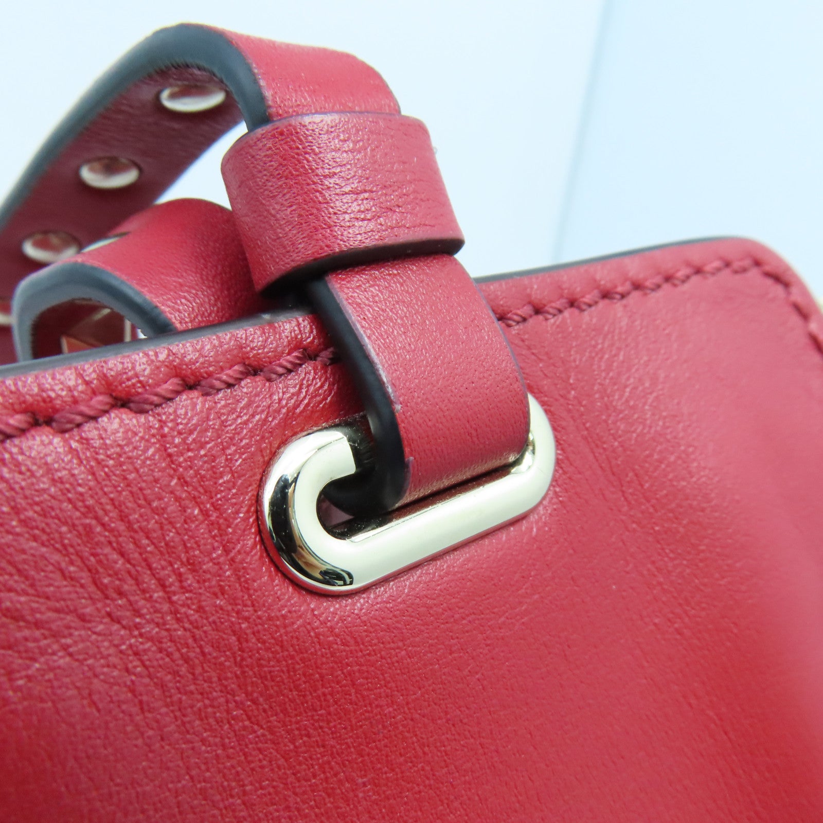 Valentino cowhide leather 2way Shoulder Bag gold buckle handle shoulder bag red