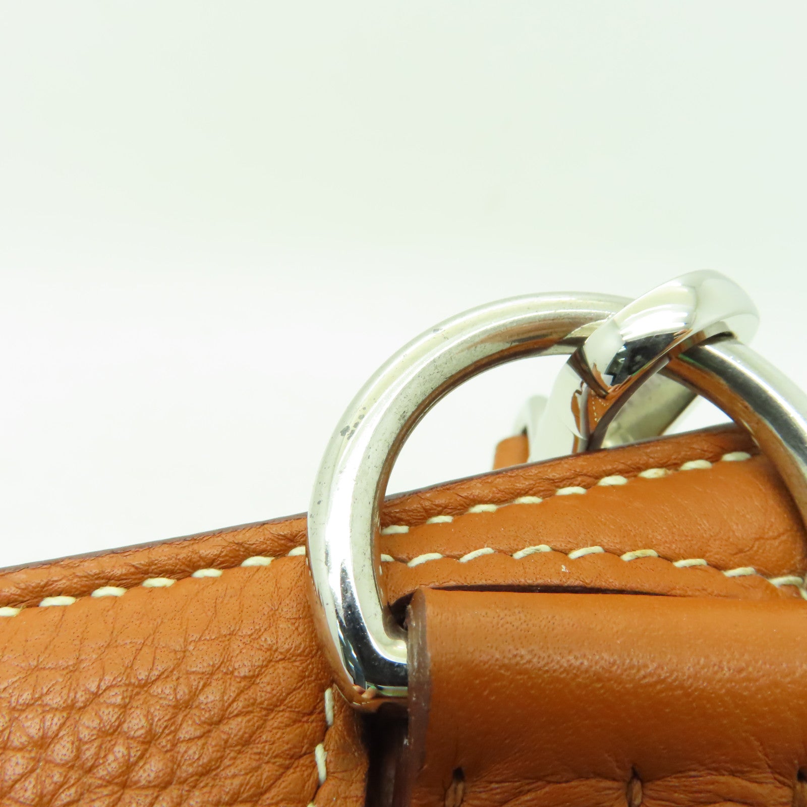 HERMES Clemence皮革Jypsiere 34銀扣肩背袋Gold棕色