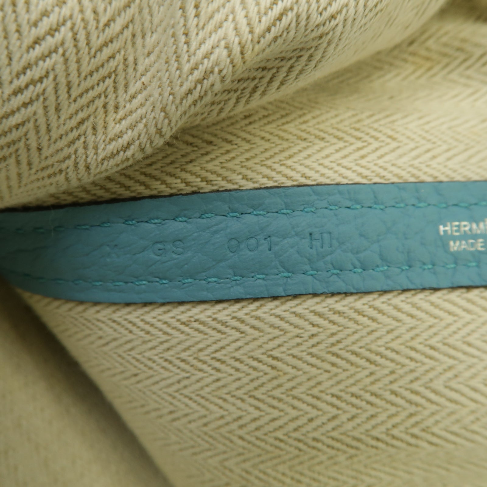 HERMES Country皮革Garden Party PM銀扣手挽袋Bleu-Atoll藍色
