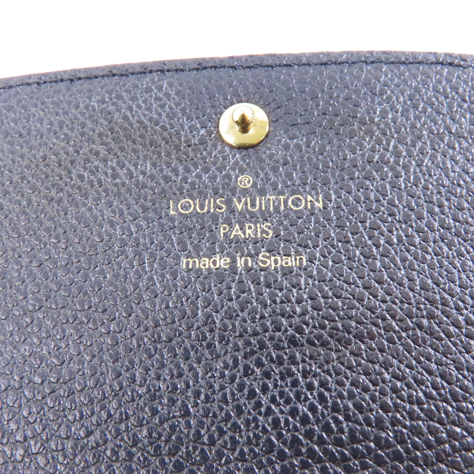 LOUIS VUITTON Monogram Empreinte Emilie金扣長錢包深藍色