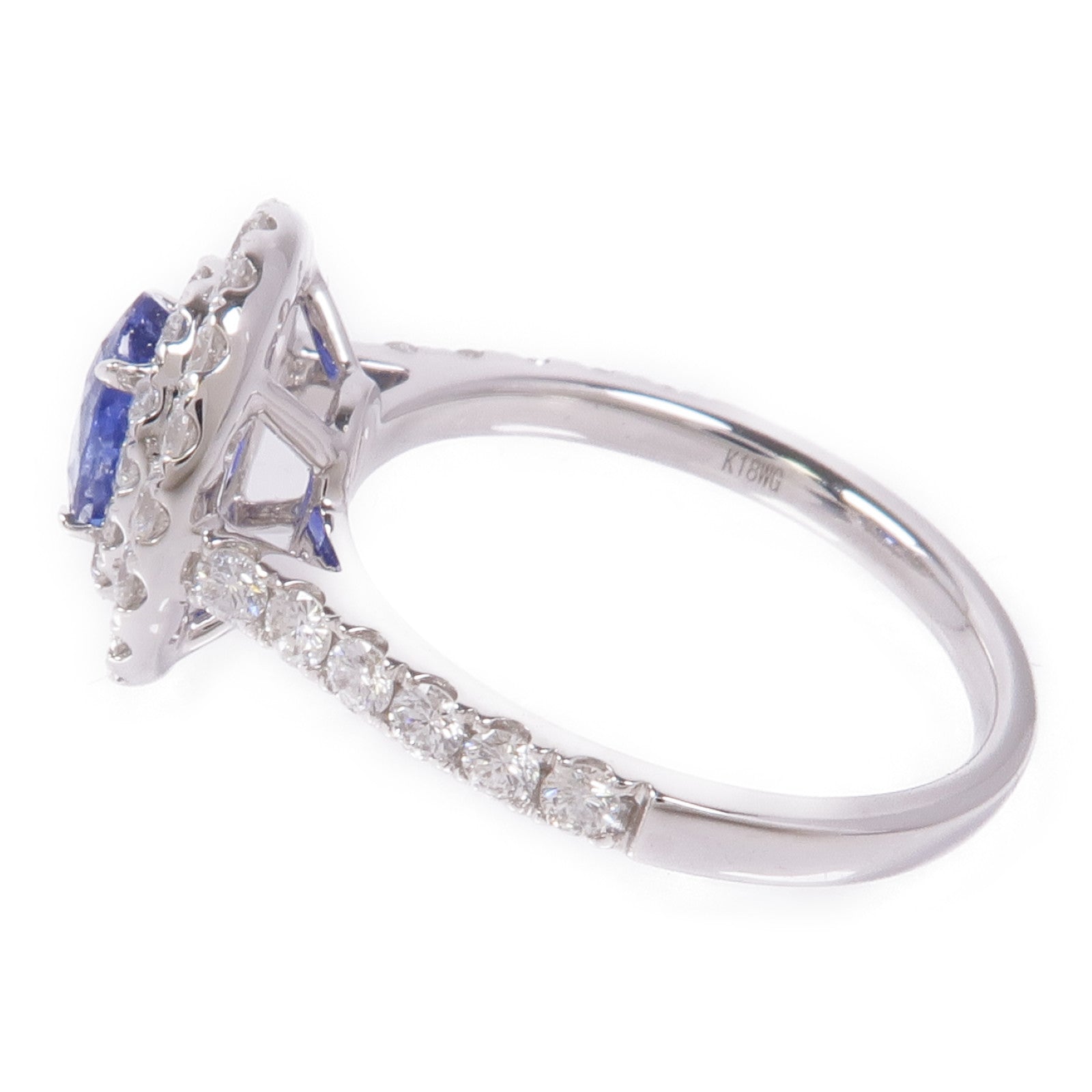 JEWELRY Sapphire Diamond Ring 18K White Gold US#6
