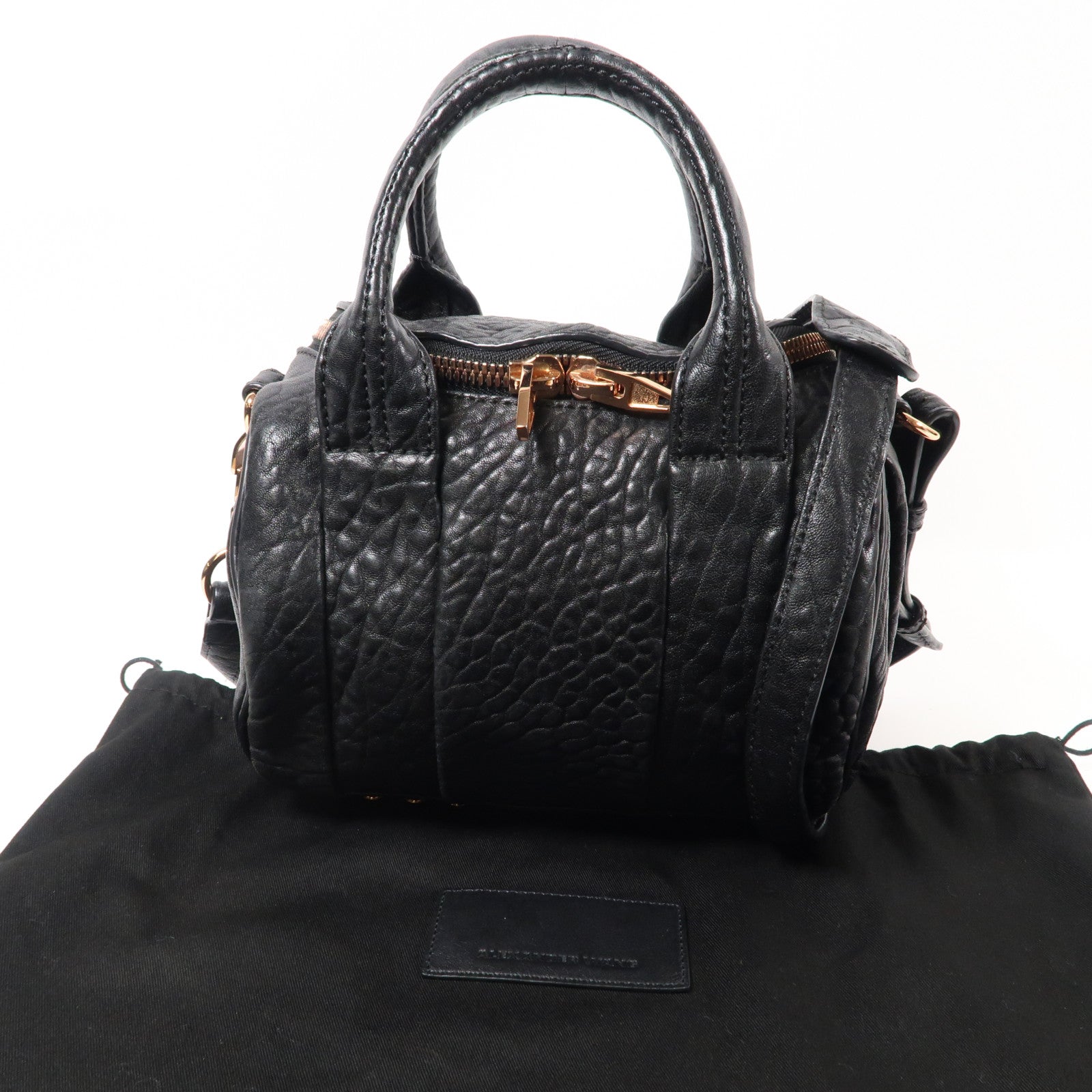 SELECTION 牛皮皮革2 Way Shoulder Bag金扣手挽肩背兩用袋黑色