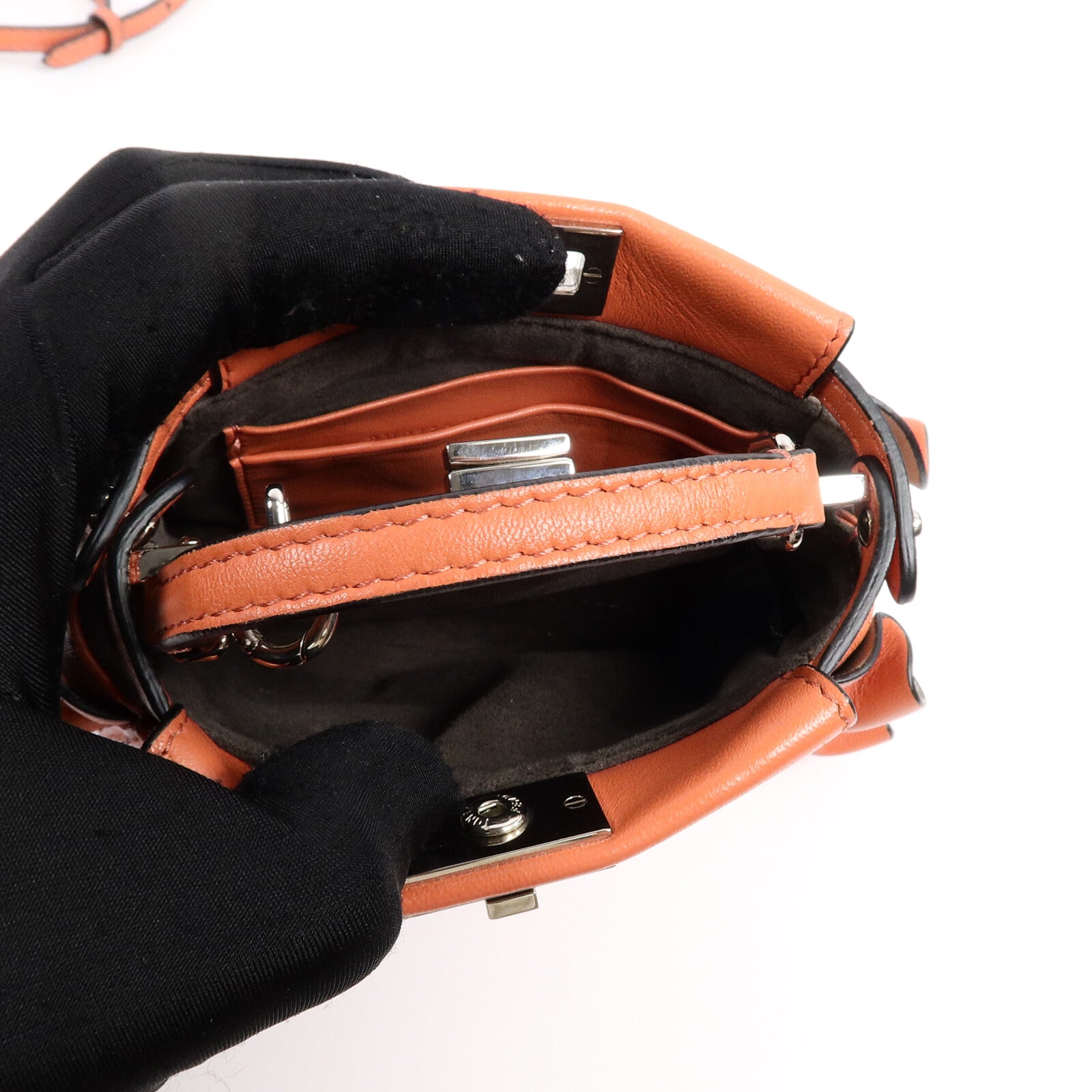 FENDI 羊皮皮革Mini Peekaboo手挽肩背兩用袋