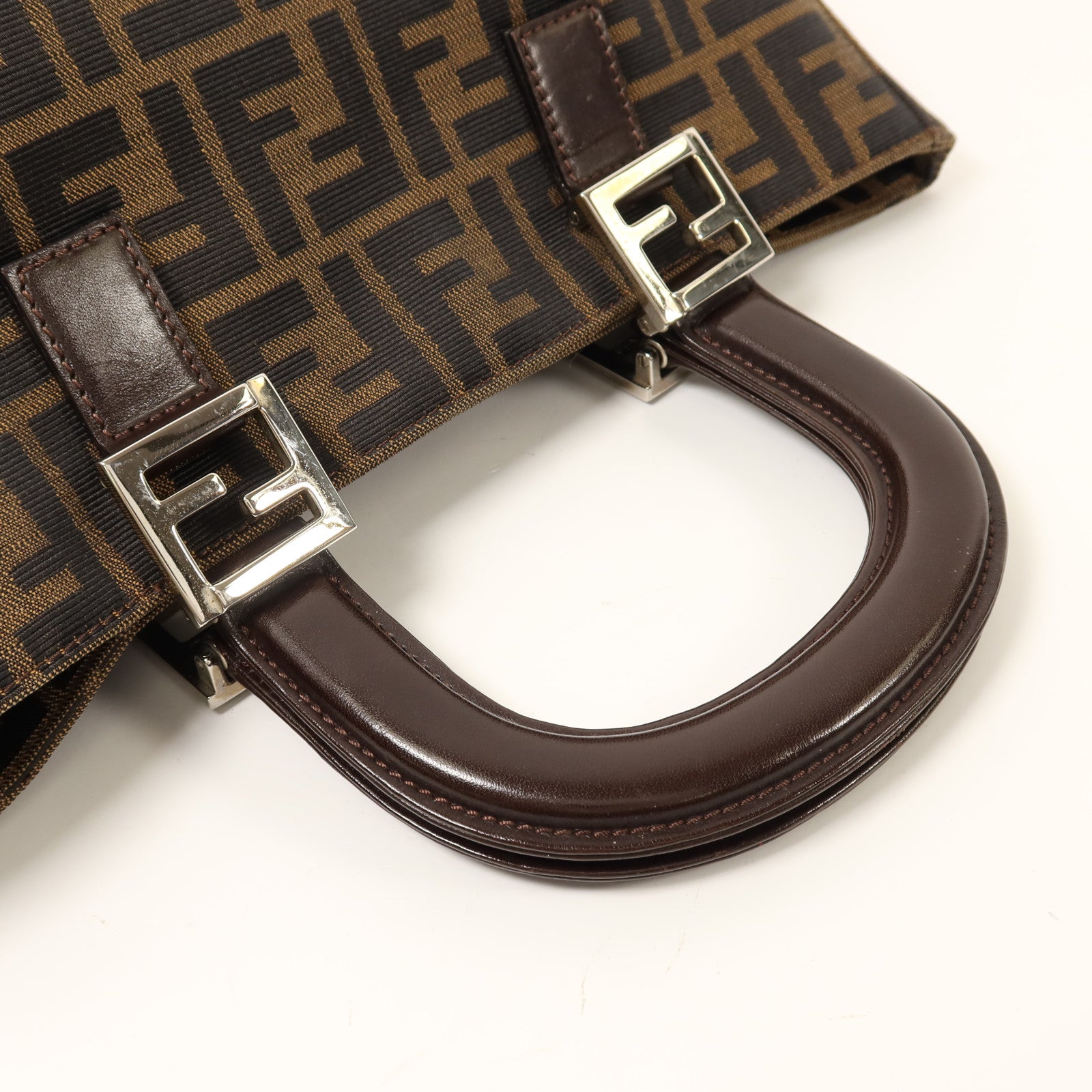 FENDI 帆布Zucca Small Tote Bag銀扣手挽袋