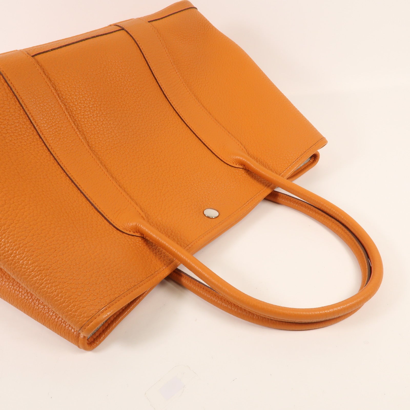 HERMES Negonda皮革Garden Party PM銀扣手挽袋Orange