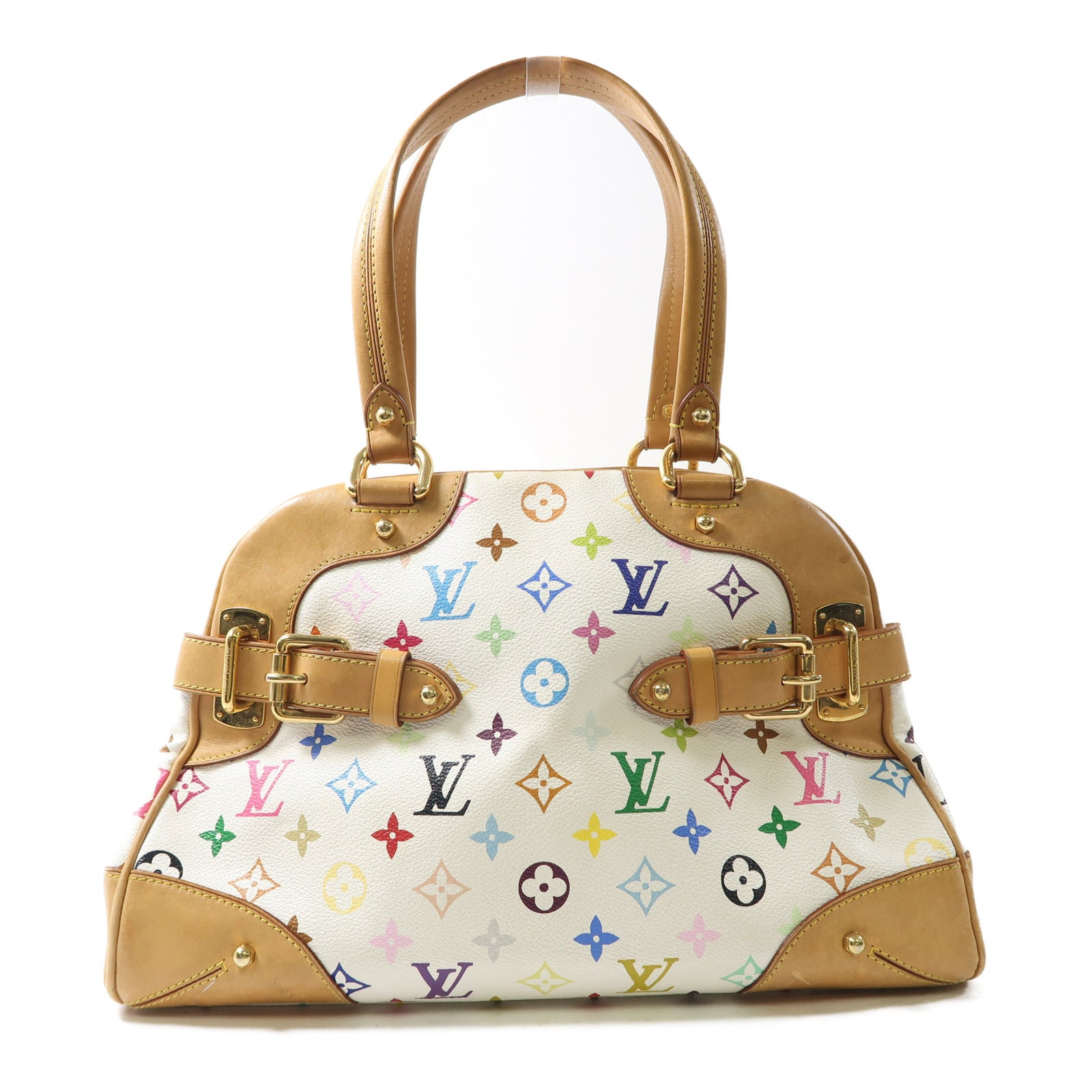 LOUIS VUITTON Monogram Multicolore Claudia金扣肩背袋白色/彩色