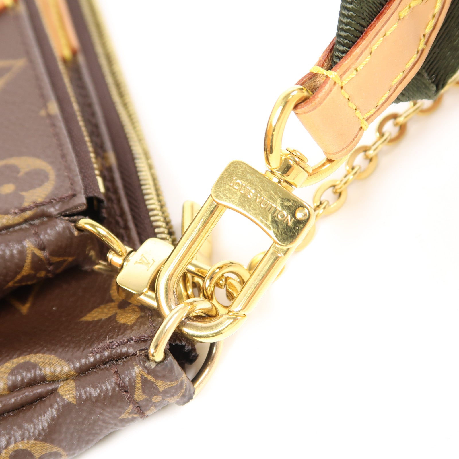 LOUIS VUITTON Monogram Multi Pochette Accessoires金扣肩背袋棕色