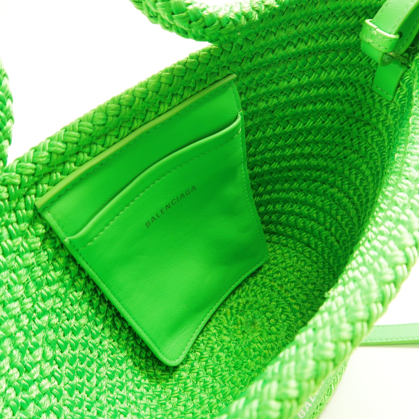 BALENCIAGA SHW Ibia Small Logo 2Way Shoulder Hand Bag Nylon 695612 Green