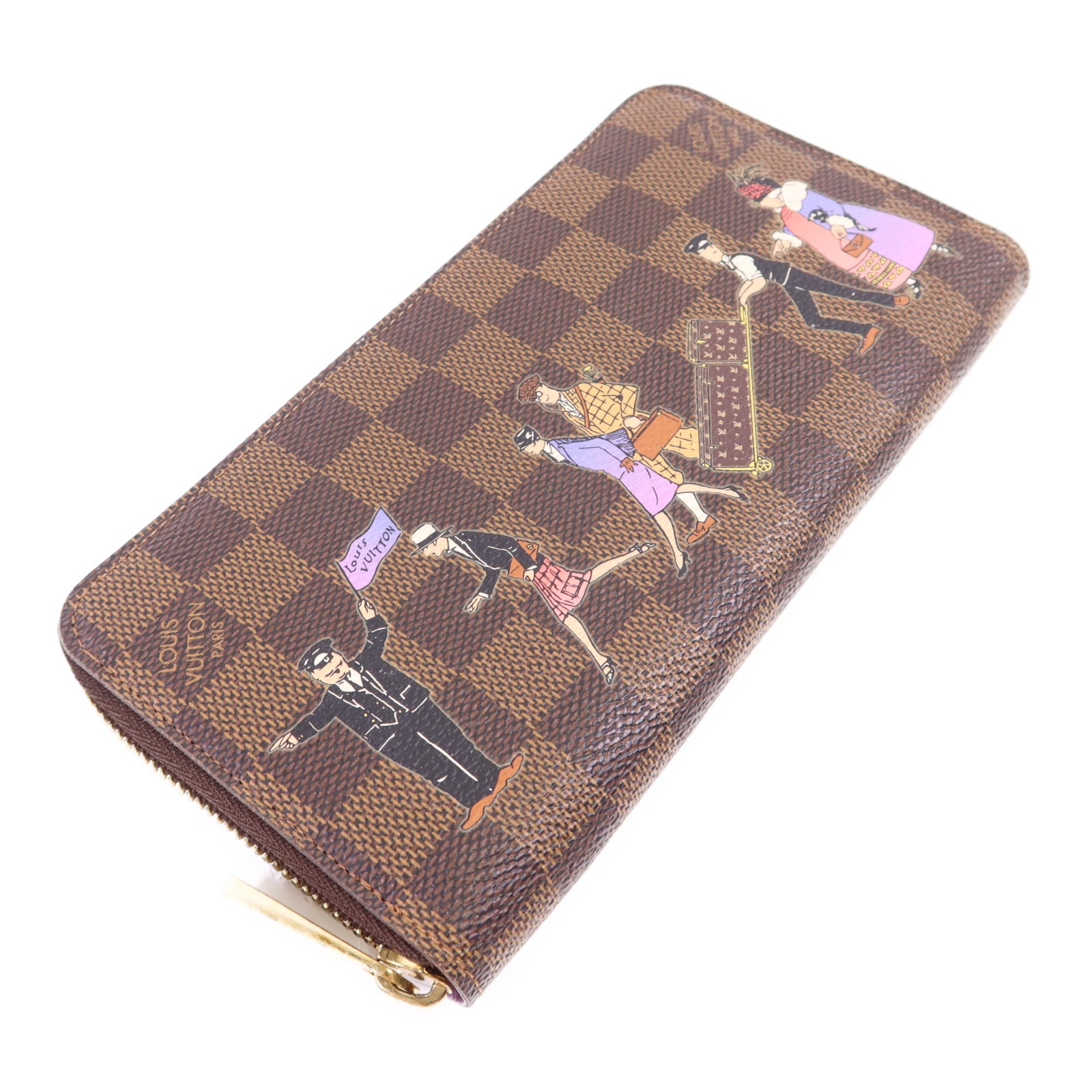 LOUIS VUITTON Damier Ebene Zippy Wallet金扣長錢包