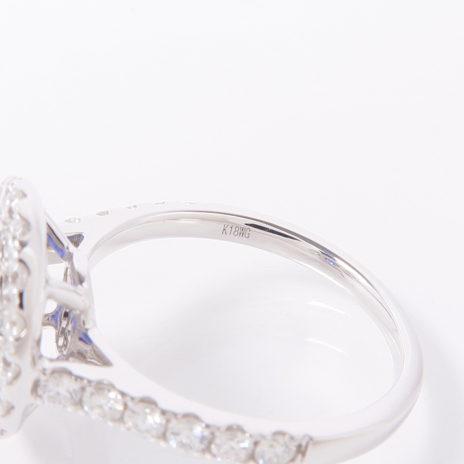 JEWELRY Sapphire Diamond Ring 18K White Gold US#6