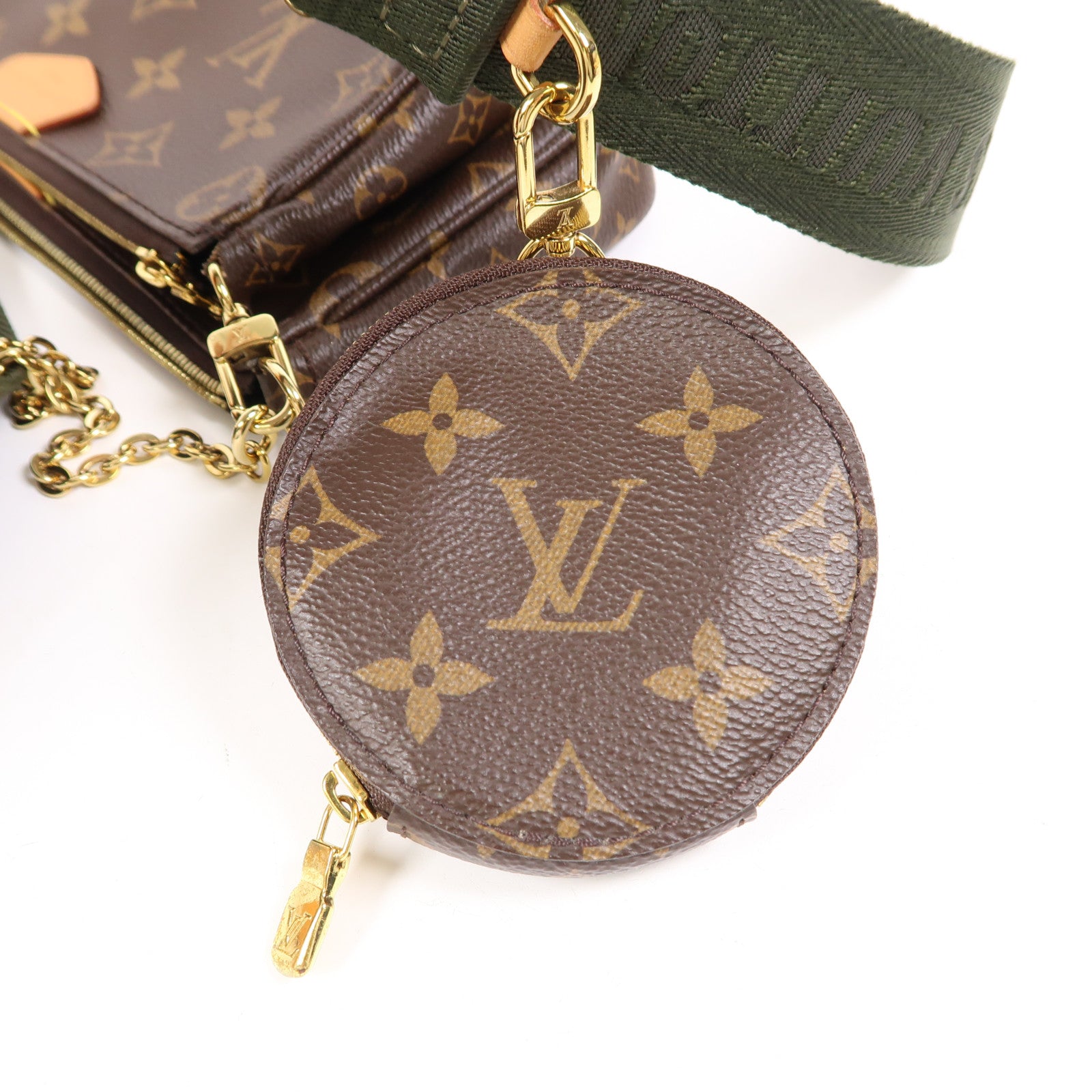 LOUIS VUITTON Monogram Multi Pochette Accessoires金扣肩背袋棕色