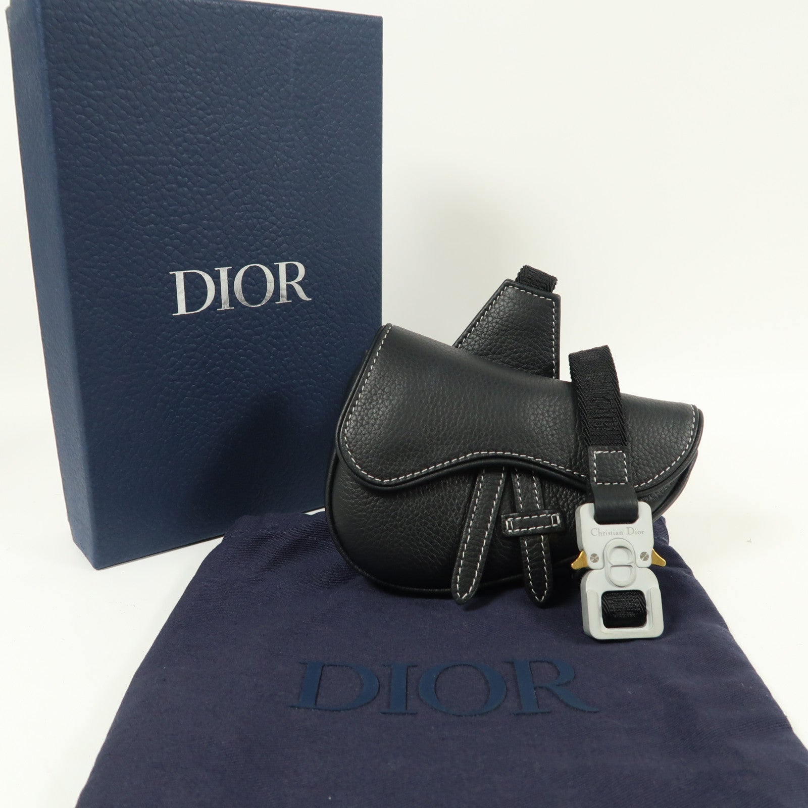 Dior 牛皮皮革Nano Saddle Crossbody銀扣斜孭袋