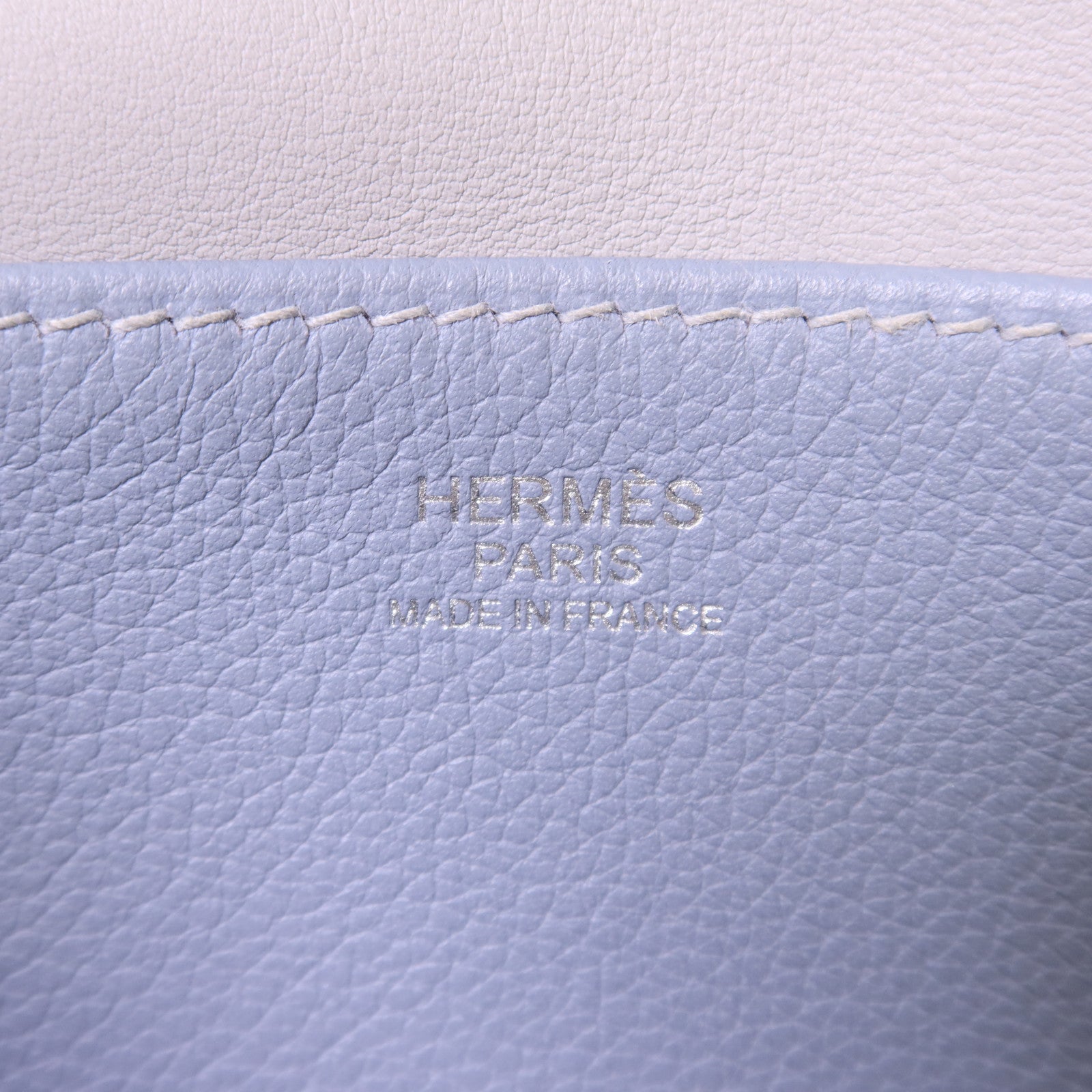 HERMES Evercolor皮革/Swift皮革Halzan 25銀扣手挽肩背兩用袋Bleu Lin/Gris Perle