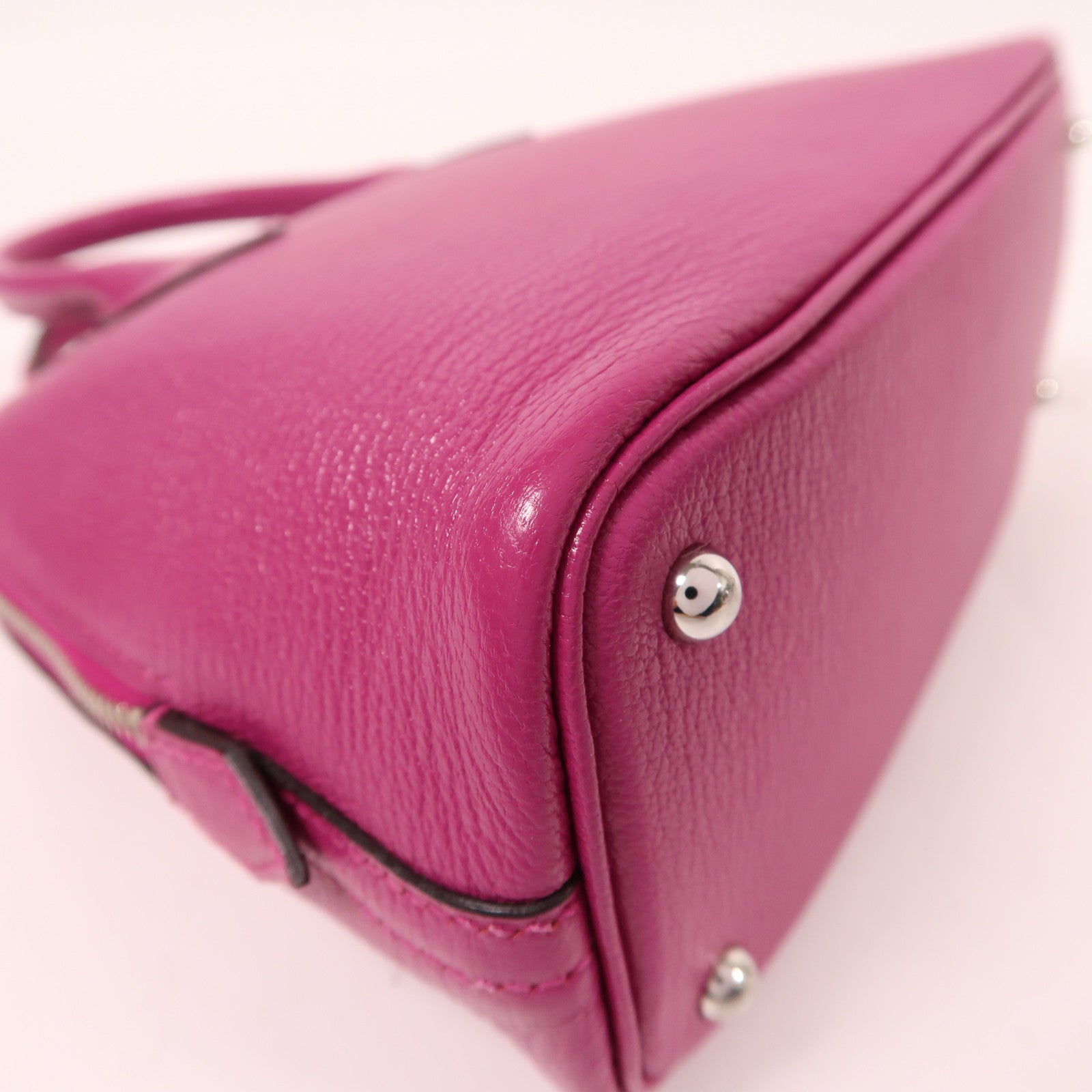 HERMES Chevre皮革Mini Bolide銀扣手挽肩背兩用袋木蘭粉色