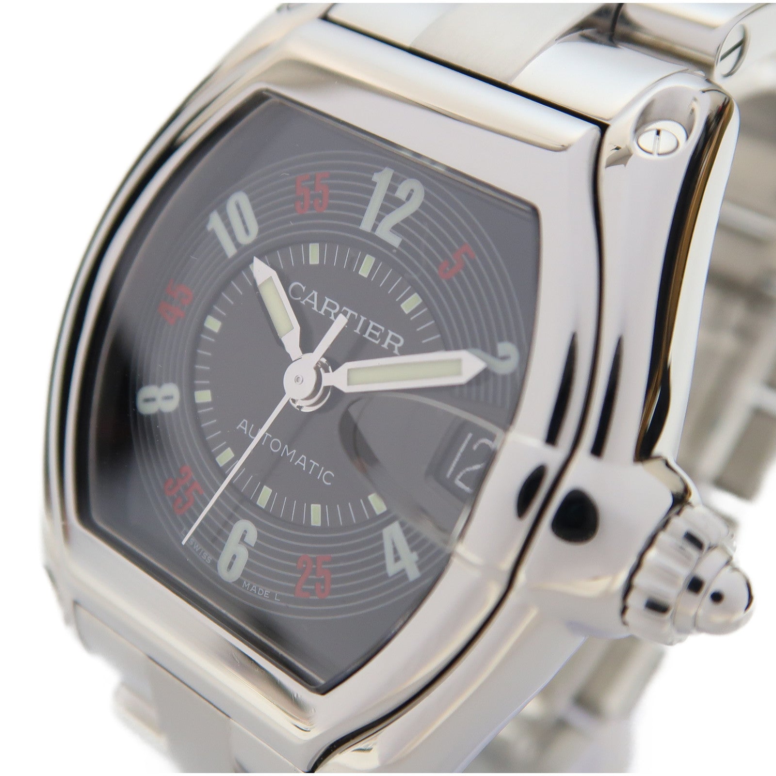 CARTIER Roadster不鏽鋼手錶自動機芯黑色