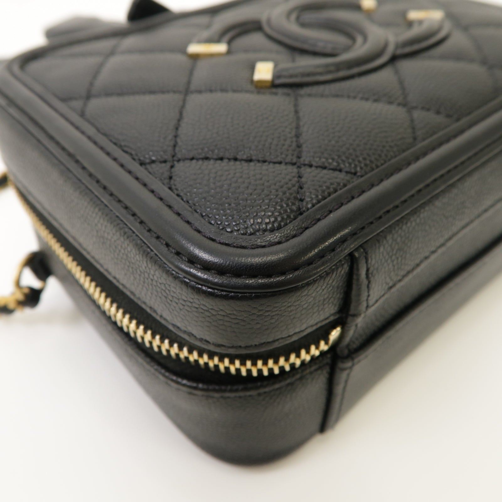 CHANEL 【激減優惠】菱格Caviar皮革Vanity Case金扣手挽肩背兩用袋黒色