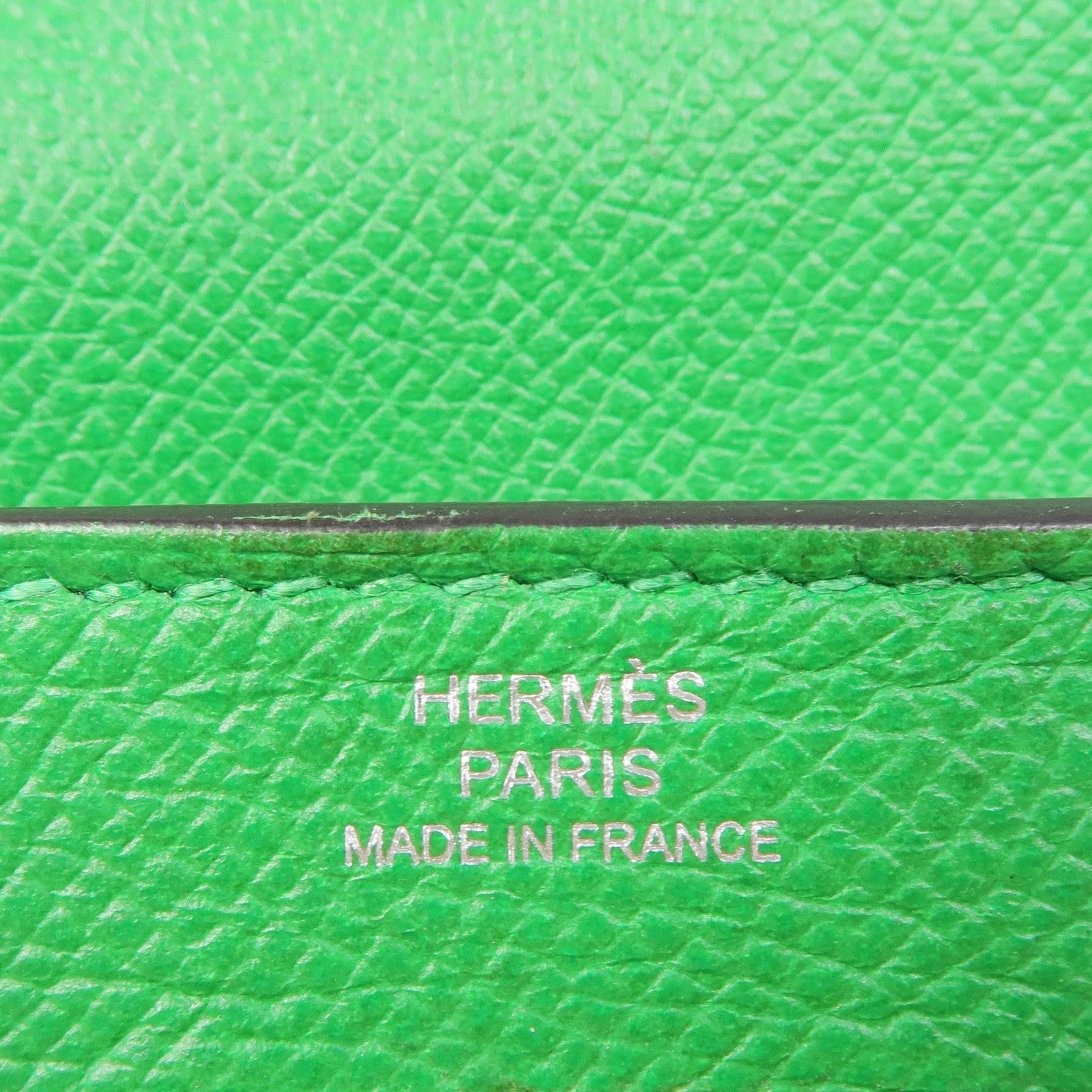 HERMES Epsom皮革Kelly Long Wallet銀扣長錢包Bambou
