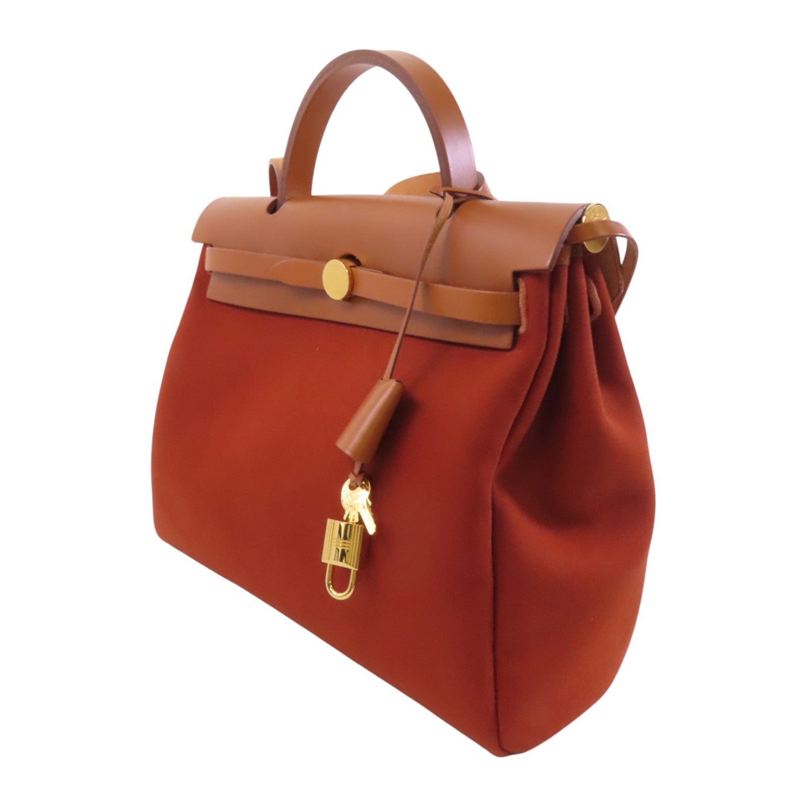 HERMES 帆布Herbag PM金扣手挽肩背兩用袋