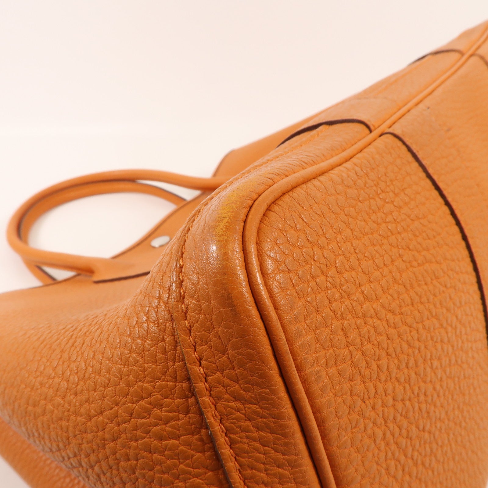 HERMES Negonda皮革Garden Party PM銀扣手挽袋Orange