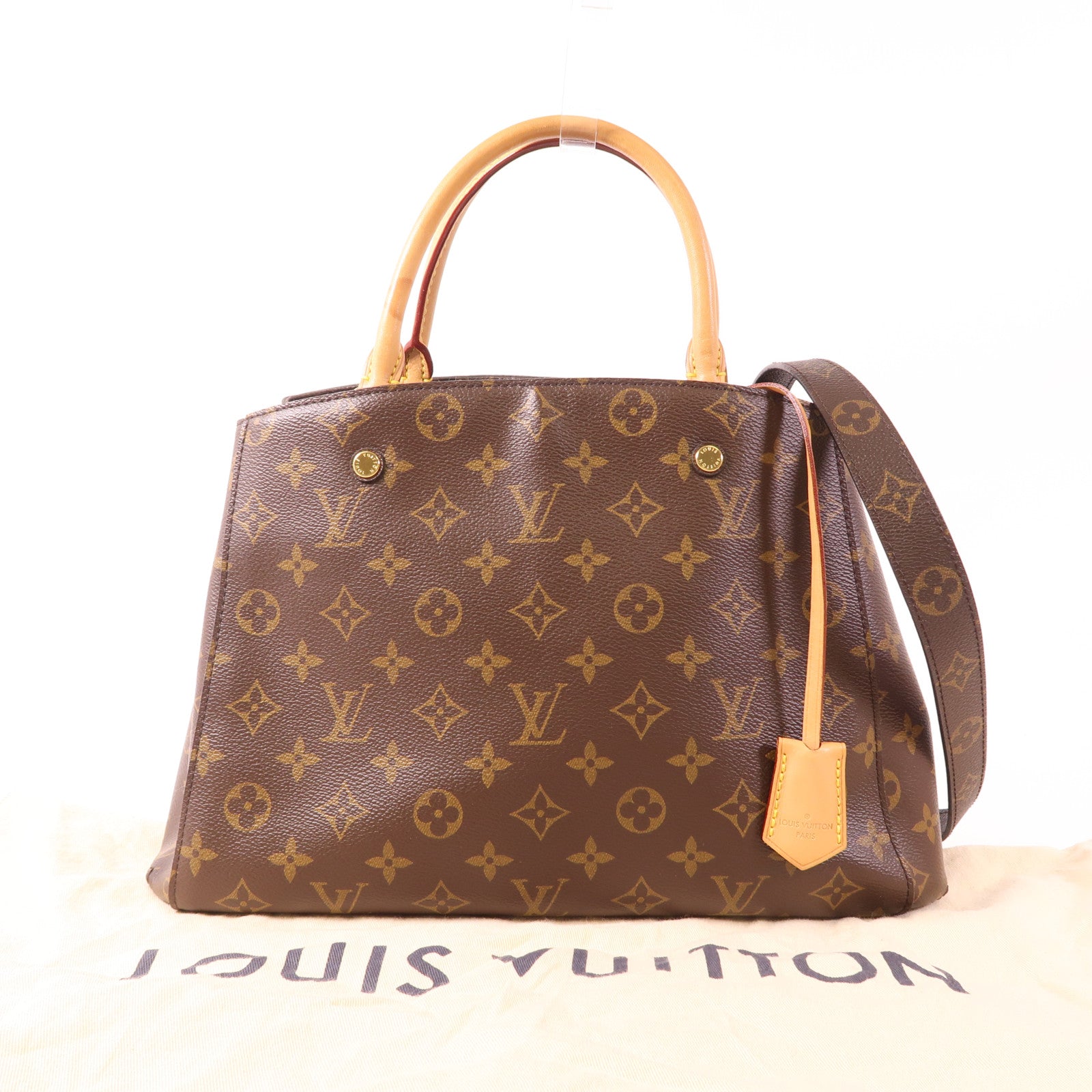 LOUIS VUITTON Monogram Montaigne MM金扣手挽肩背兩用袋
