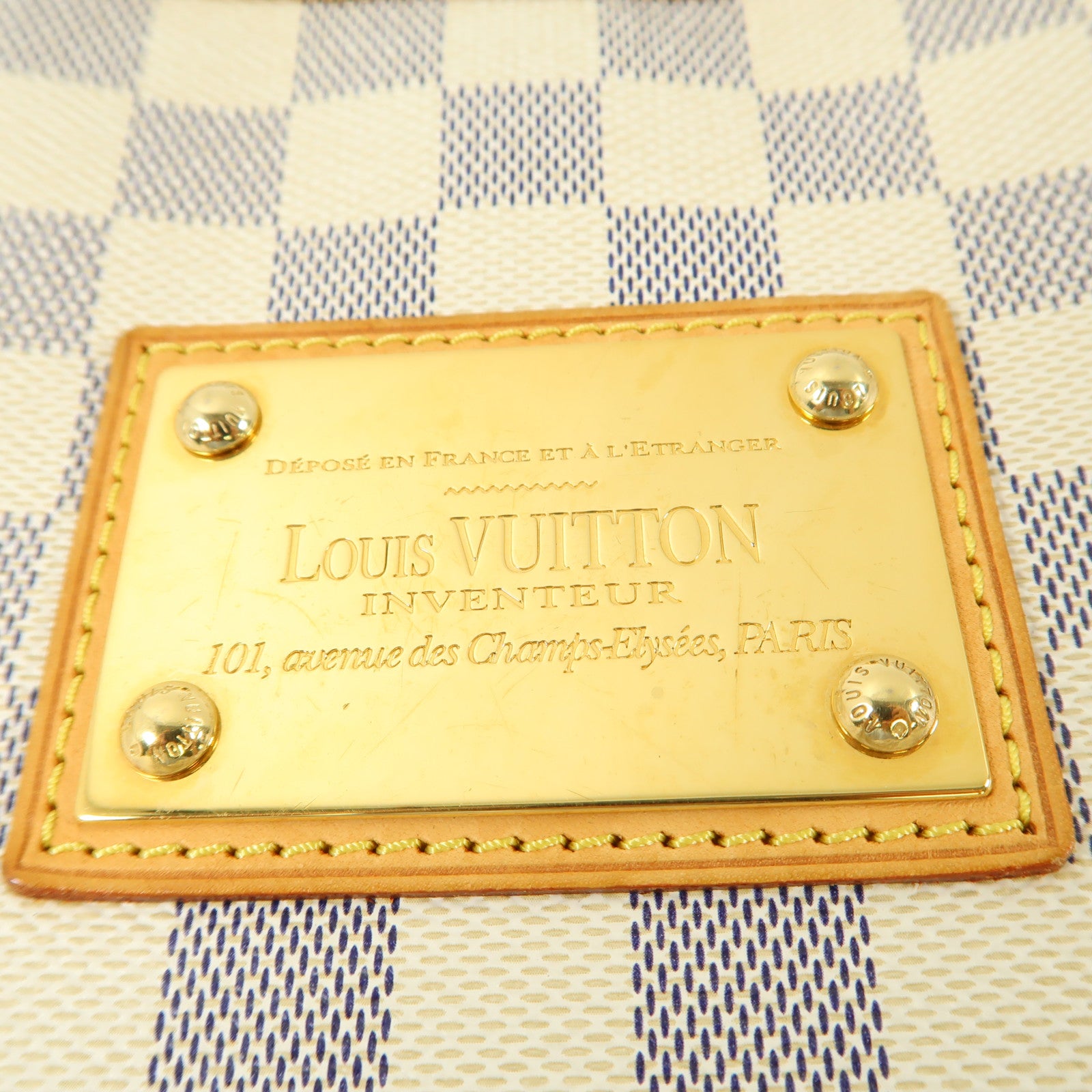 LOUIS VUITTON Damier Azur Galliera PM金扣肩背袋白色