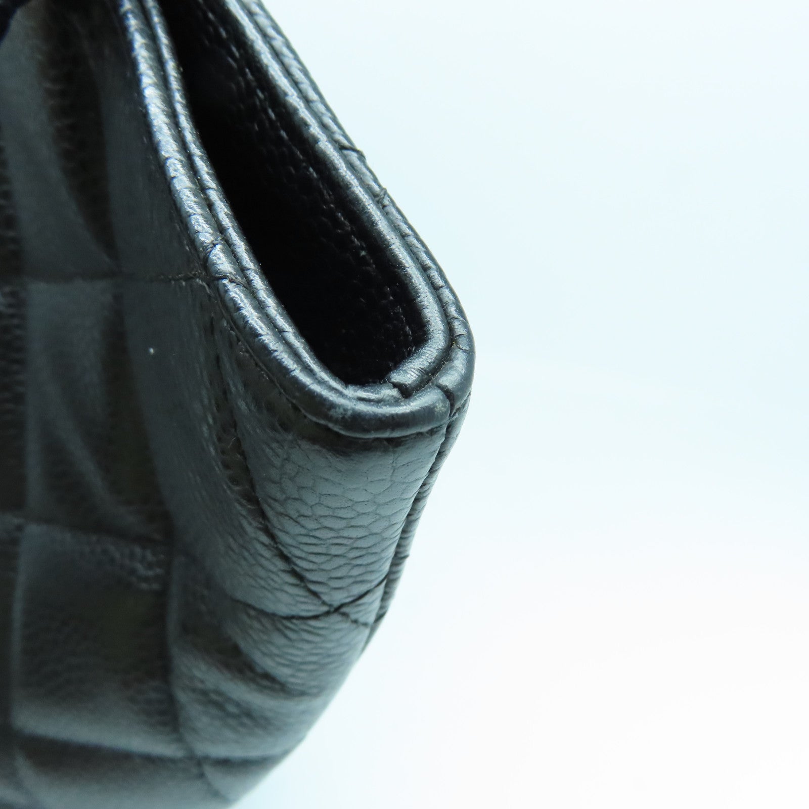 CHANEL 菱格Caviar皮革Handbag銀扣手挽袋黑色