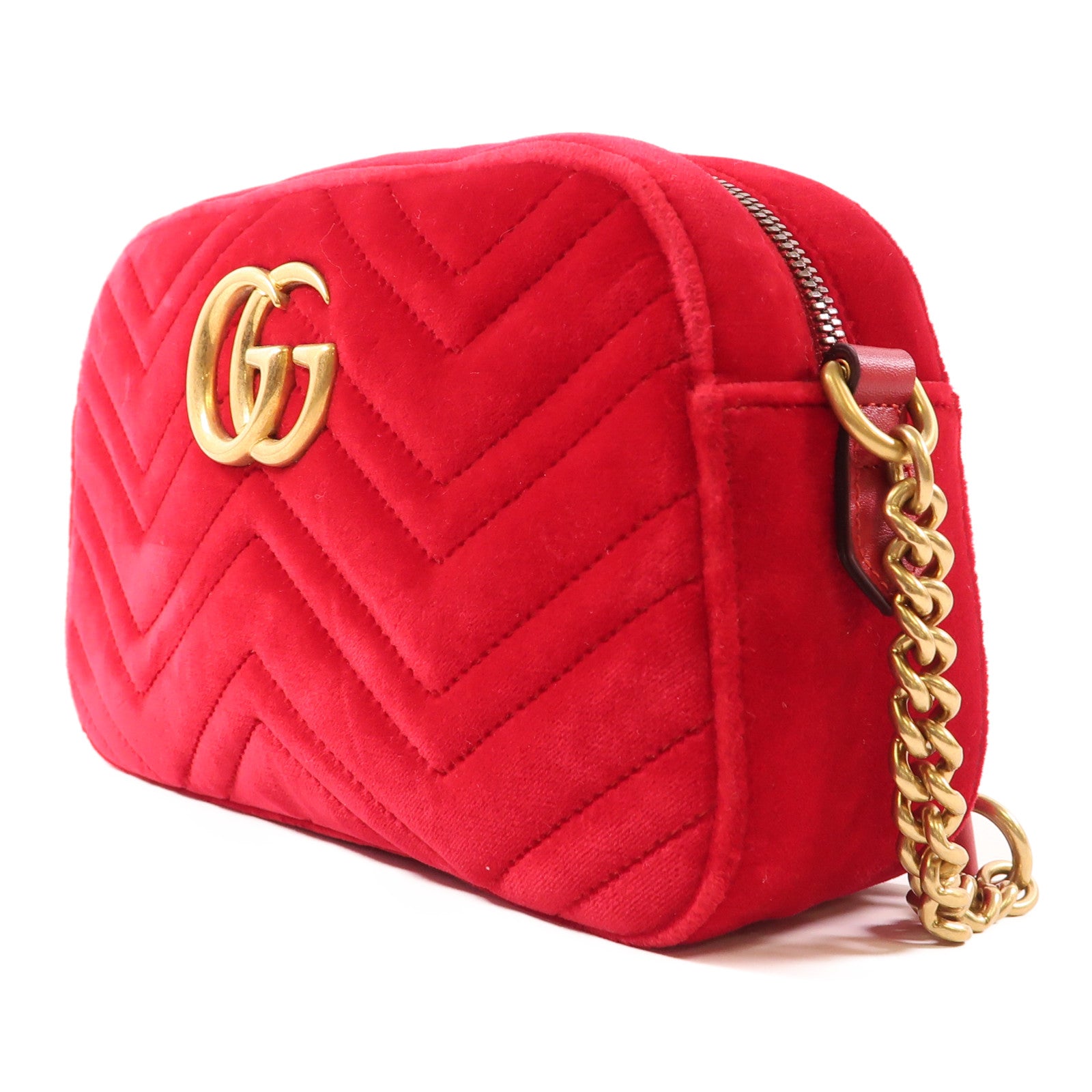 GUCCI 天鵝絨GG Marmont金扣肩背袋