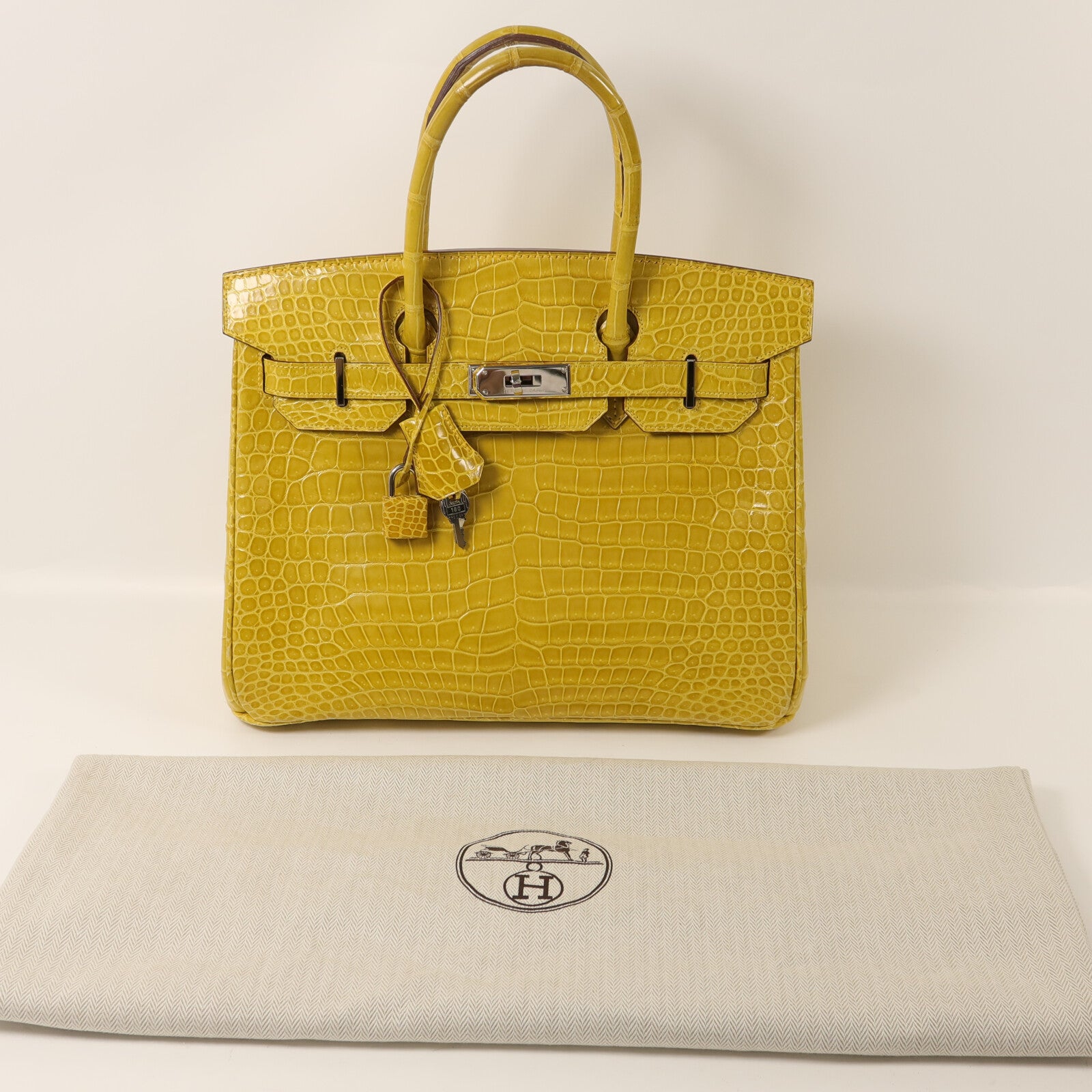 HERMES 鱷魚皮革Birkin 30手挽袋Jaune Ambre