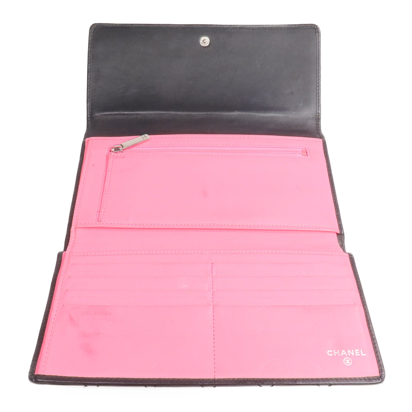 CHANEL 牛皮皮革Cambon Wallet銀扣長錢包